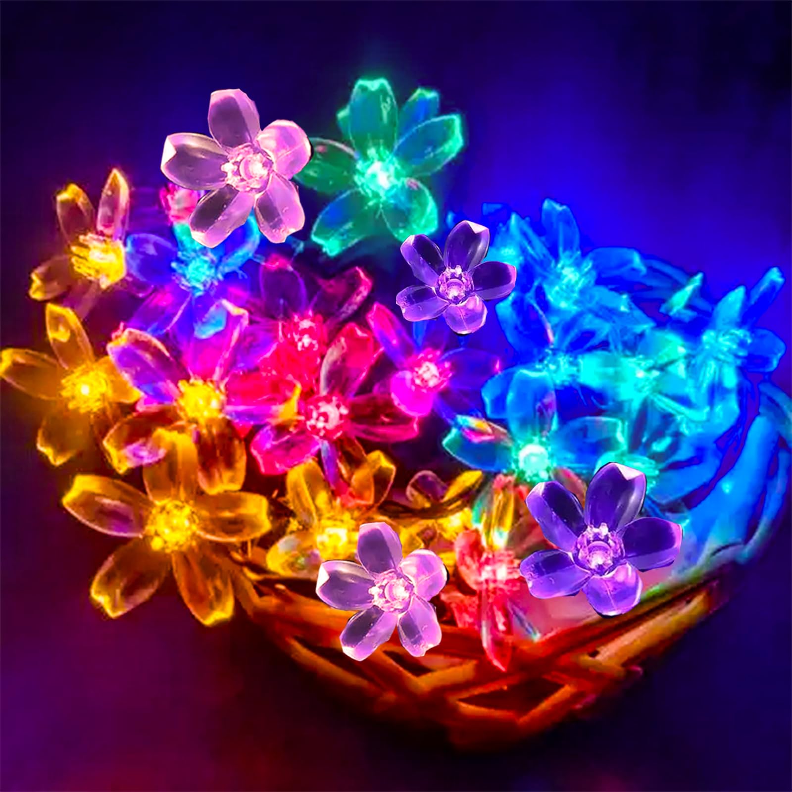 Battery Operated and USB Plug in Fairy Flower String Lights, 10ft 30 LED Cherry Blossom 8 Modes Timer Indoor Bedroom Party Weddi