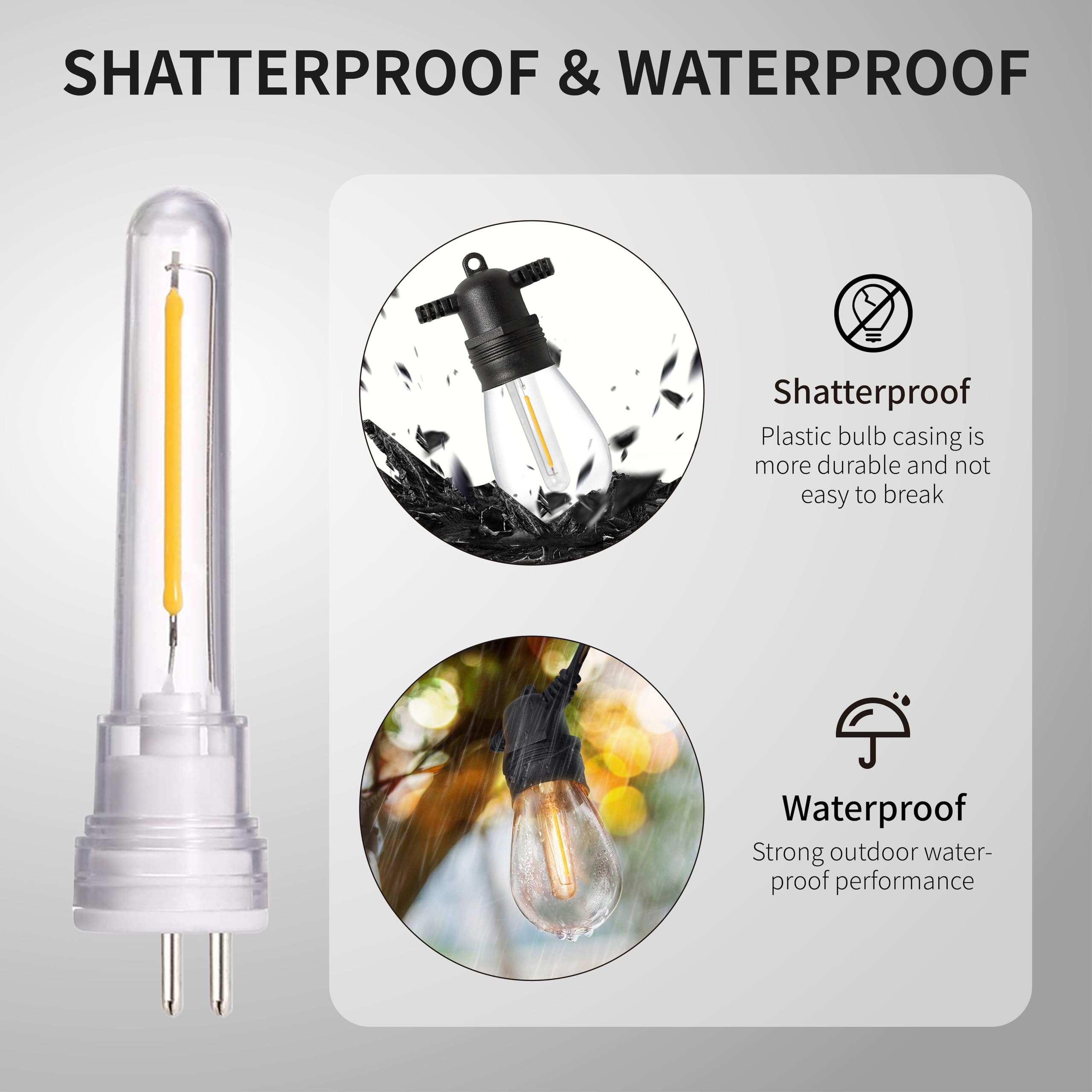 Histar 9 Pack S14 Led Replacement Bulb For Outdoor String Lights Dimmable Warm White 2700K