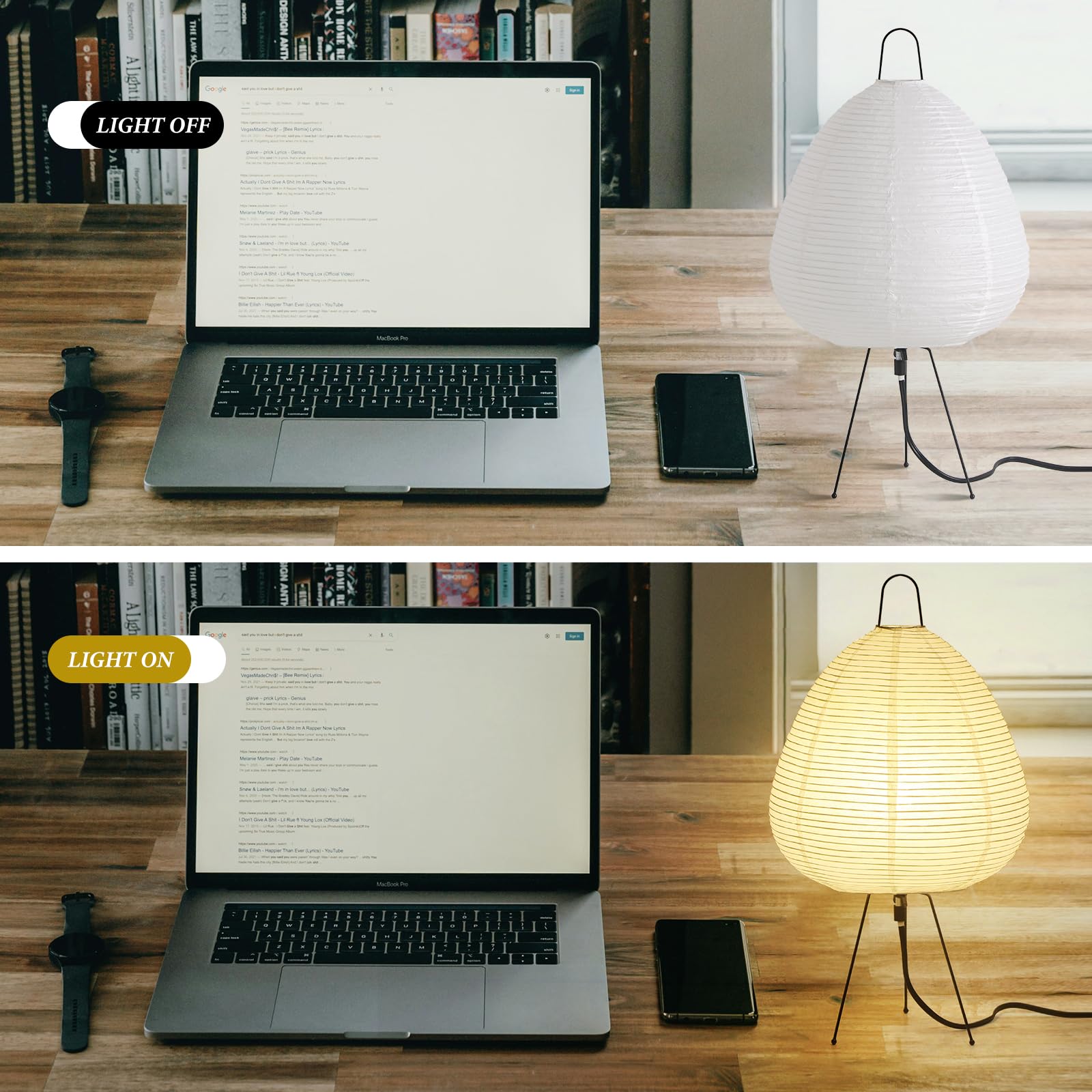 Jdvads Noguchi Paper Lamp - Akari Floor Lamp, White Rice Paper, 19"D x 16"H, Ideal for Bedside & Living Room Décor