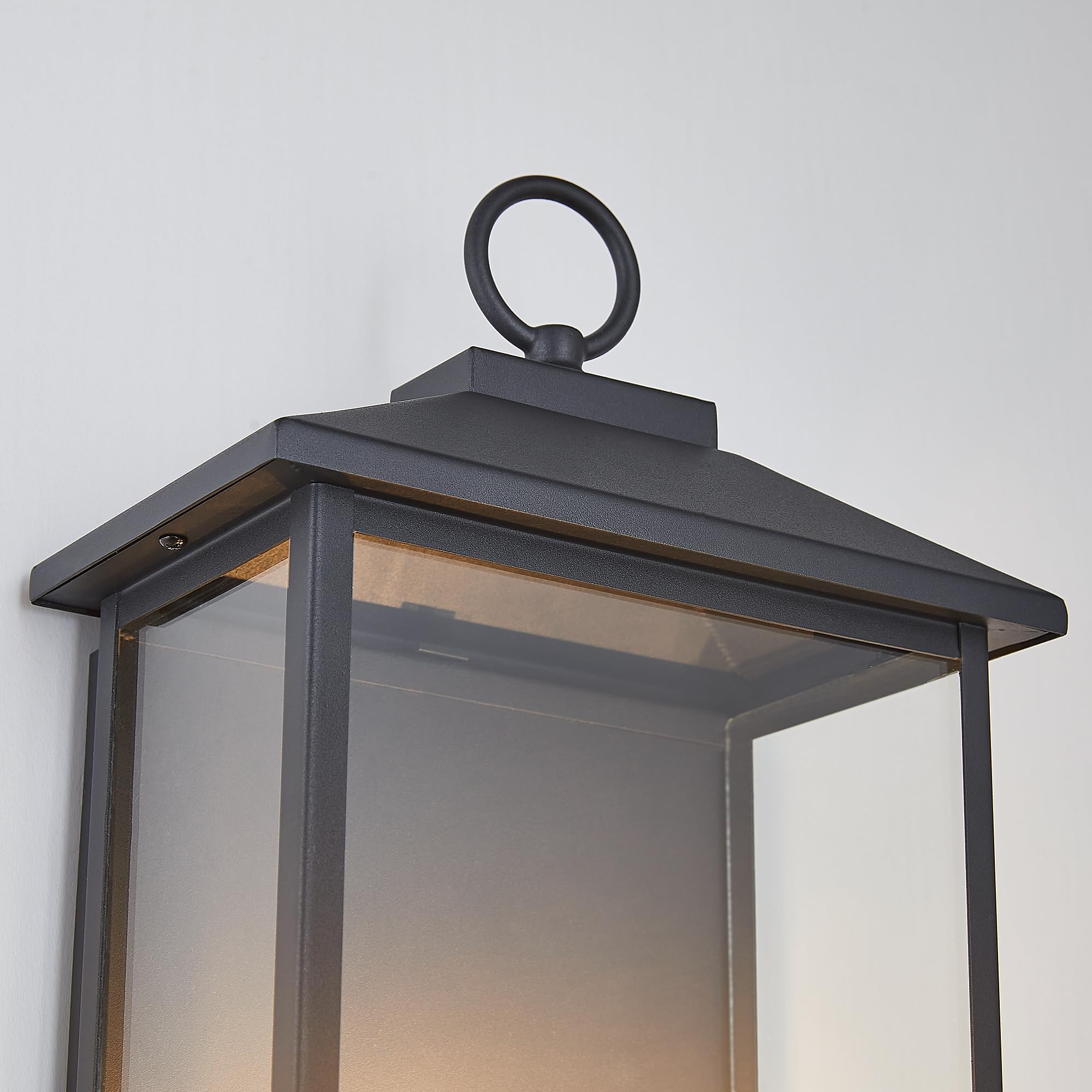 Tarentlight 18 Inch Wall Light In Clear Glass And Textured Black And Golden Candle Cap Sleeve Outdoor Lighting Wall Sconce 2-Light 120Watts For House Doorway Garage Bulb Not Included.
