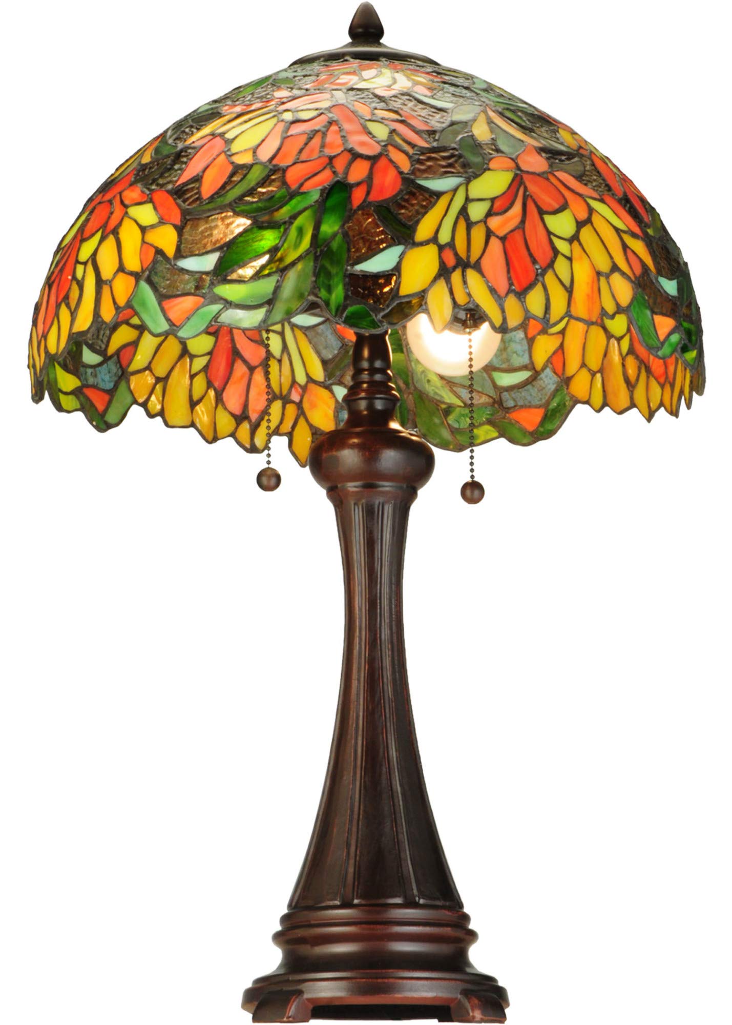 Meyda Tiffany Lamella Table Lamp, 25in H, Mahogany Bronze, Glass, Model 138122