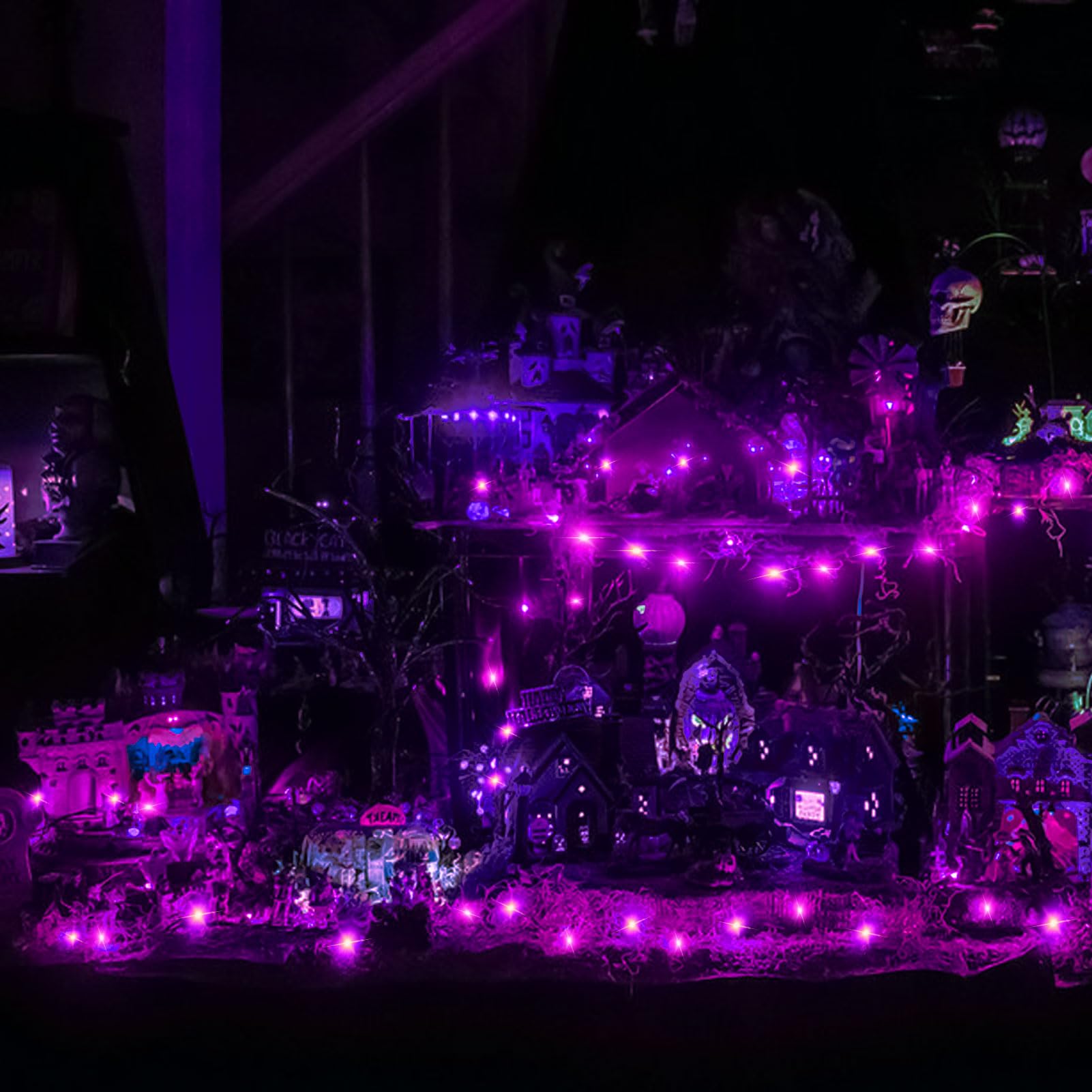 DAYLIGHTIR Solar Powered String Lights, 200 LED, 66FT, 8 Modes, Purple, 2 Pack for Halloween, Garden, Patio, Party, Christmas