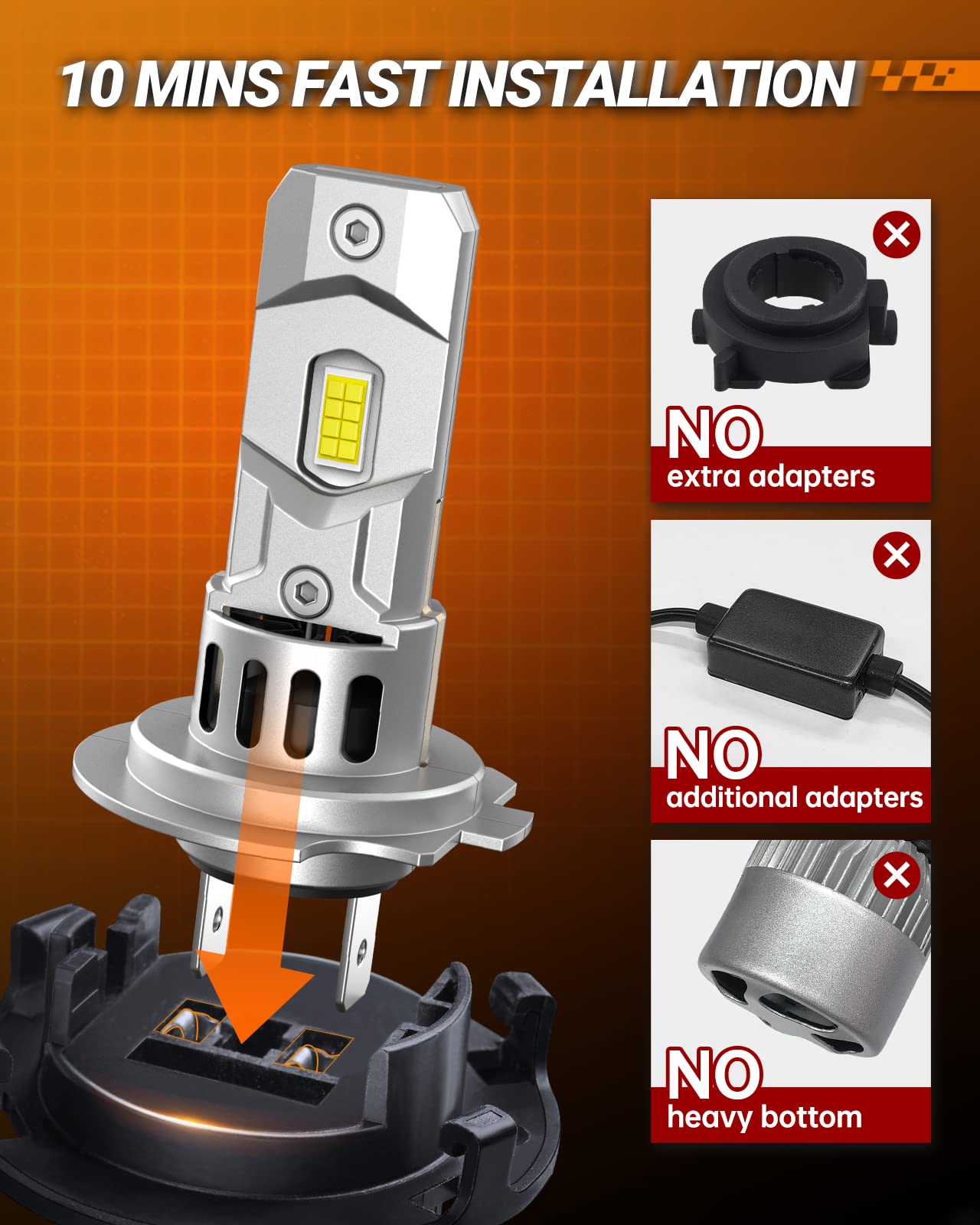 SEALIGHT H7 Bulbs 64,000LM 6500K Cool White IP68 Waterproof X3S H7 Pack of 2