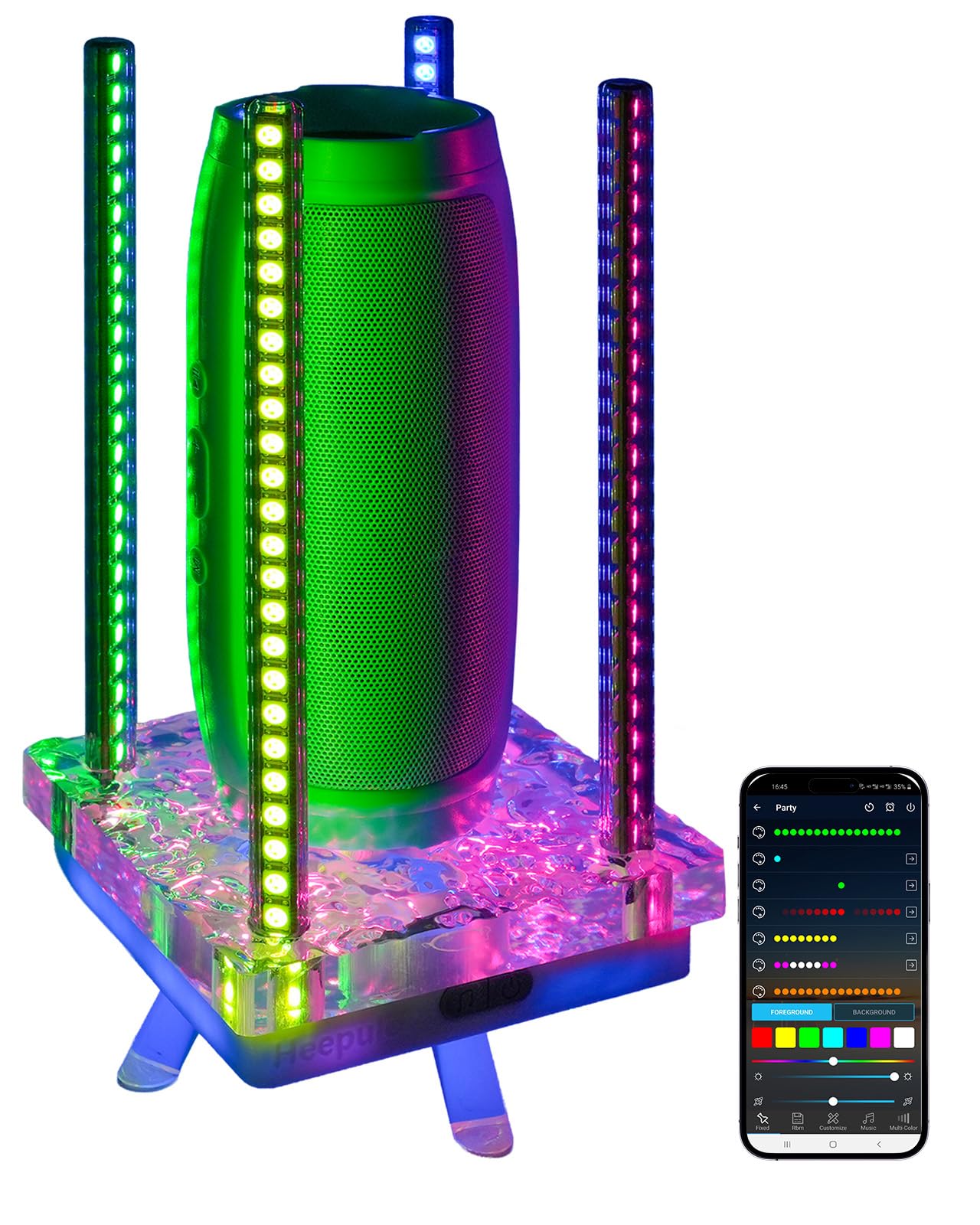 Heepulor Music Sync RGB Ambient Light  App Controlled & Sound Reactive Audio Visual Lighting for Gaming Desk  Party & Desk Setup (Grey)