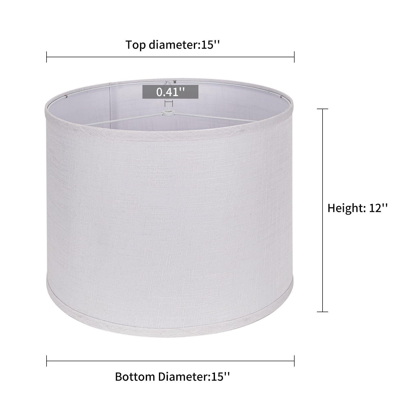 Drum Lamp Shades Set Of 2, White Large Lampshades 15'' Top X 15'' Bottom X 12'' Height, Alucset Large Lampshades Spider Fitter,