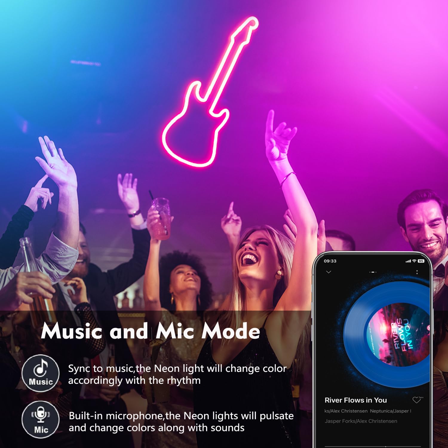 httpsmp Neon Rope Lights, IP67 Waterproof, Music Sync, 65.6FT, RGB Color, Flexible LED Light Control with App/Remote