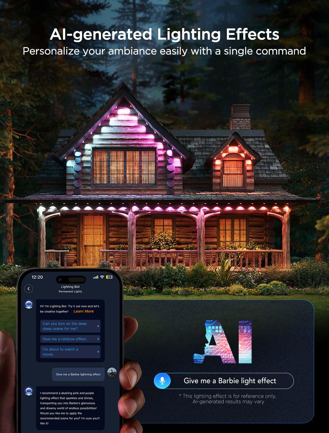 Govee 100ft RGBIC Outdoor Lights, IP67 Waterproof, 72 LEDs, Works with Alexa & Google Assistant, White, Model H705E