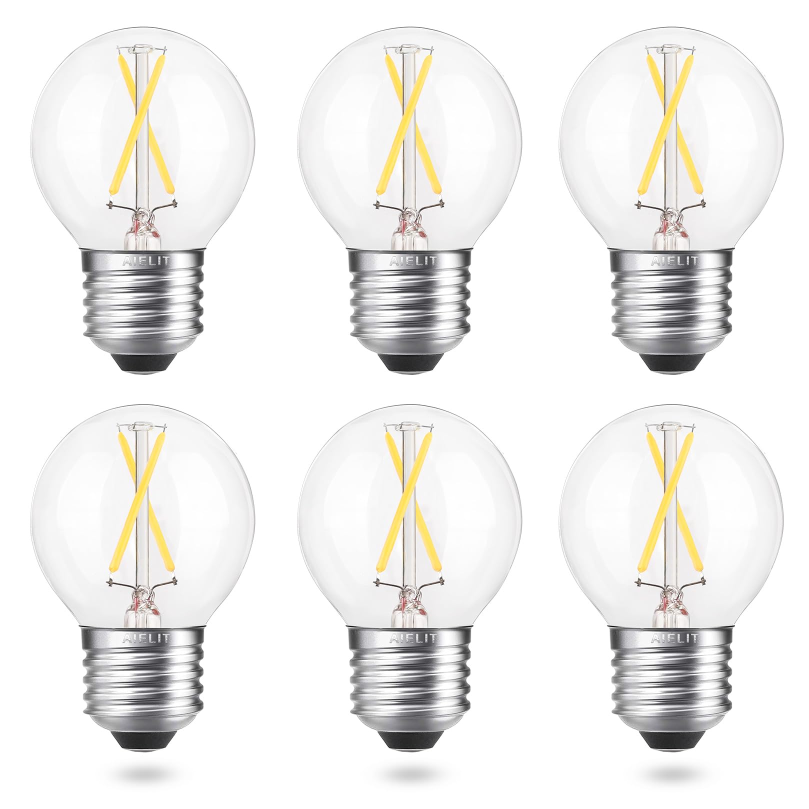 Aielit E26 Led Globe Bulb Dimmable, 2W(25-Watt Equivalent), Natural White 4000K, A15/A50 E26 Base Led Edison Light Bulbs For Han