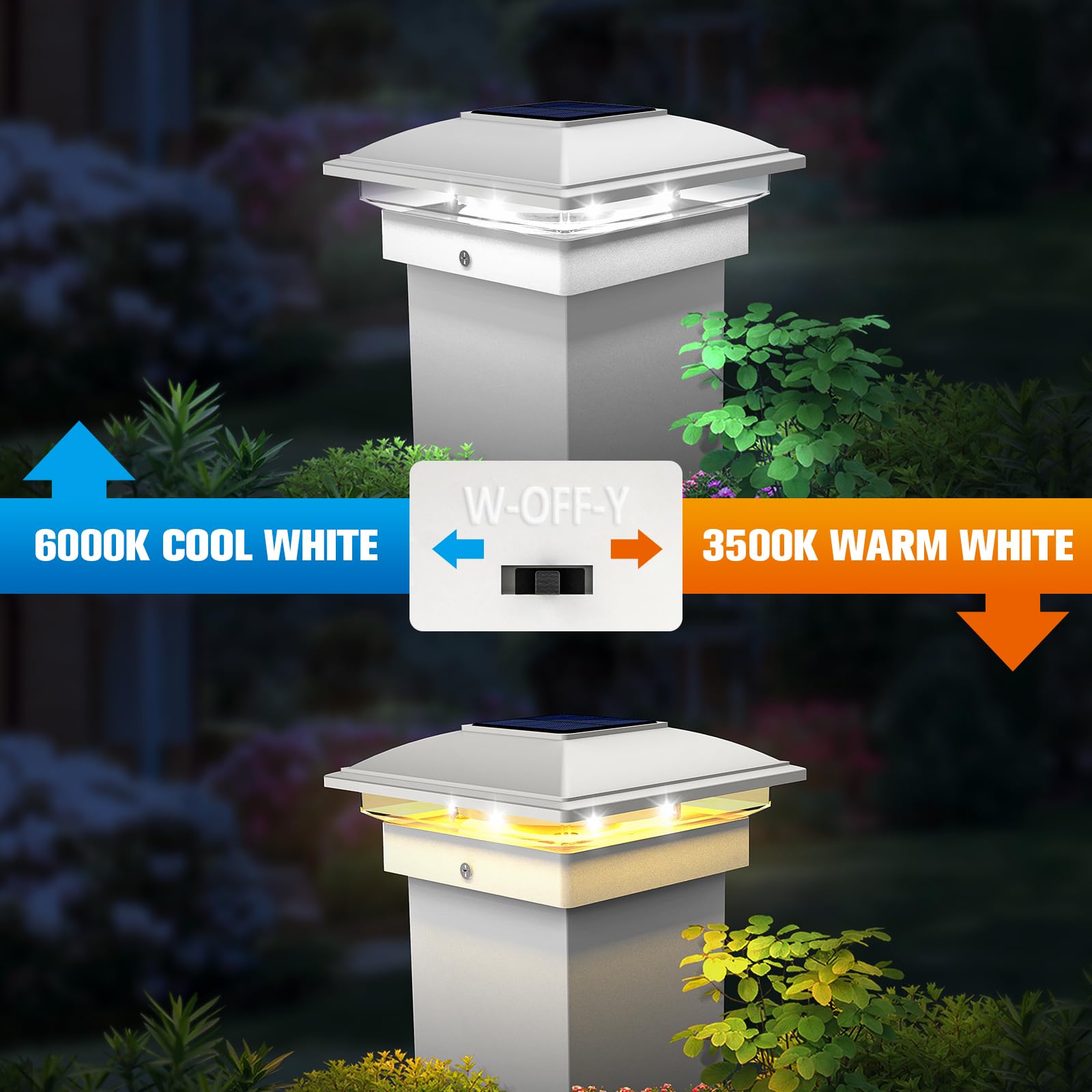 Volisun Solar Post Cap Light Outdoor Waterproof 4Pack,Solar Fence - Post Lights For 4X4 5X5 6X6 Wooden/Vinyl Post,White Deck Pos