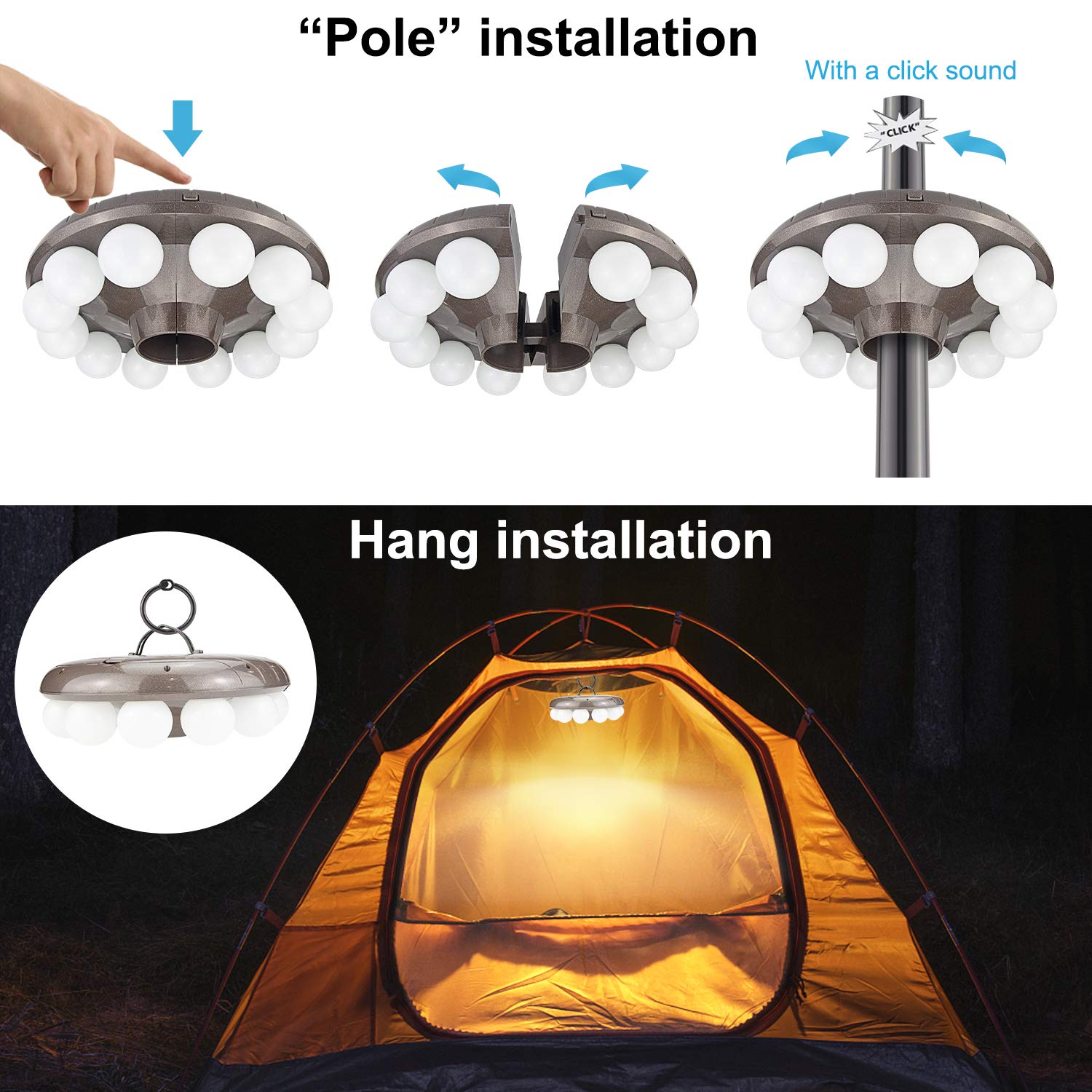 BIGMONAT Patio Umbrella Light with RF Remote, 12 Color Changing, 200 Lumens, Bronze-Milky Bulb, Dimmable, Timer Setting, UMBRELLA LIGHT