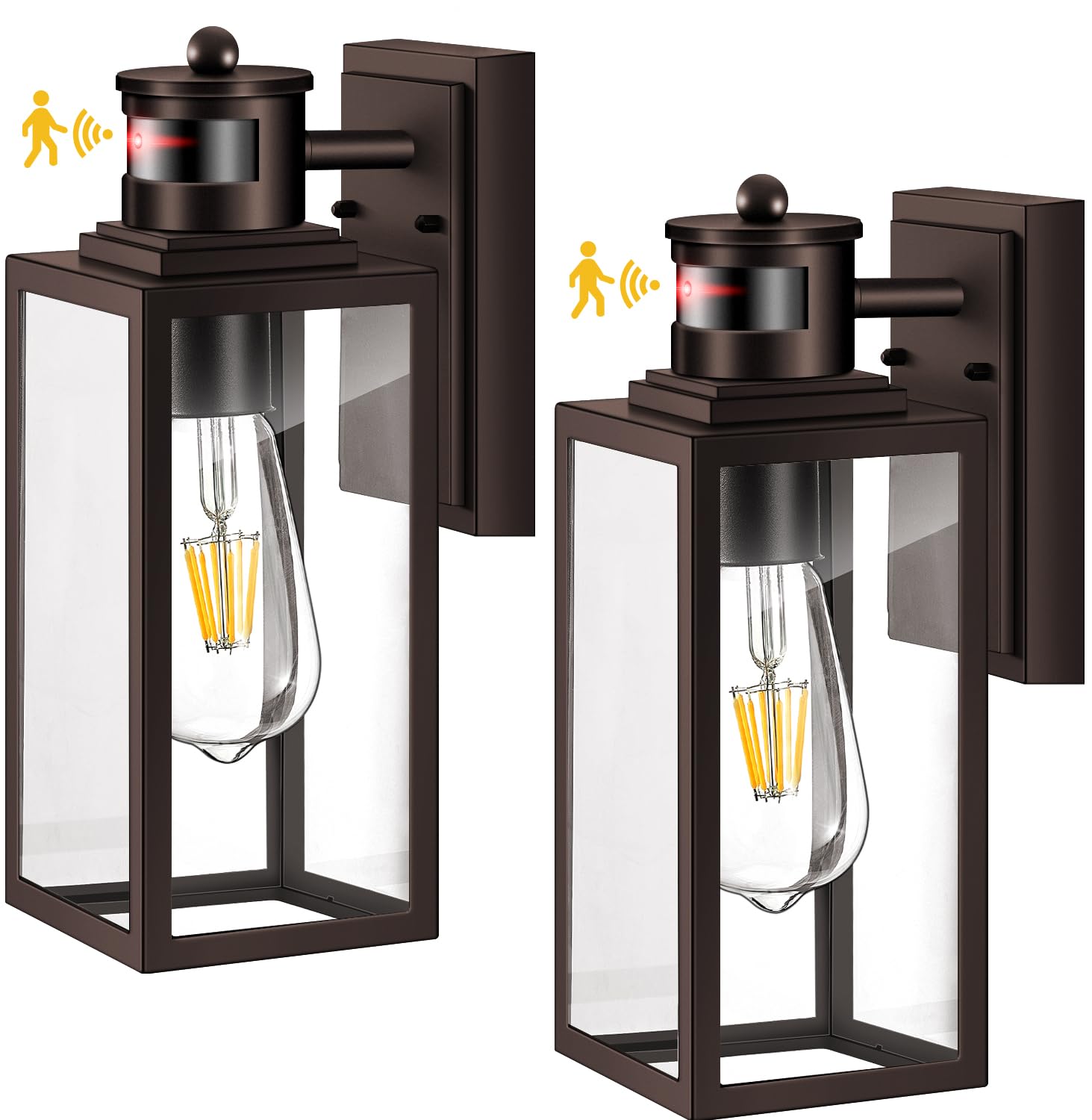 VIANIS Outdoor Wall Lanterns 2-Pack, Motion Sensor, Waterproof, Oil-Rubbed Bronze, Aluminum, Model V81302BR