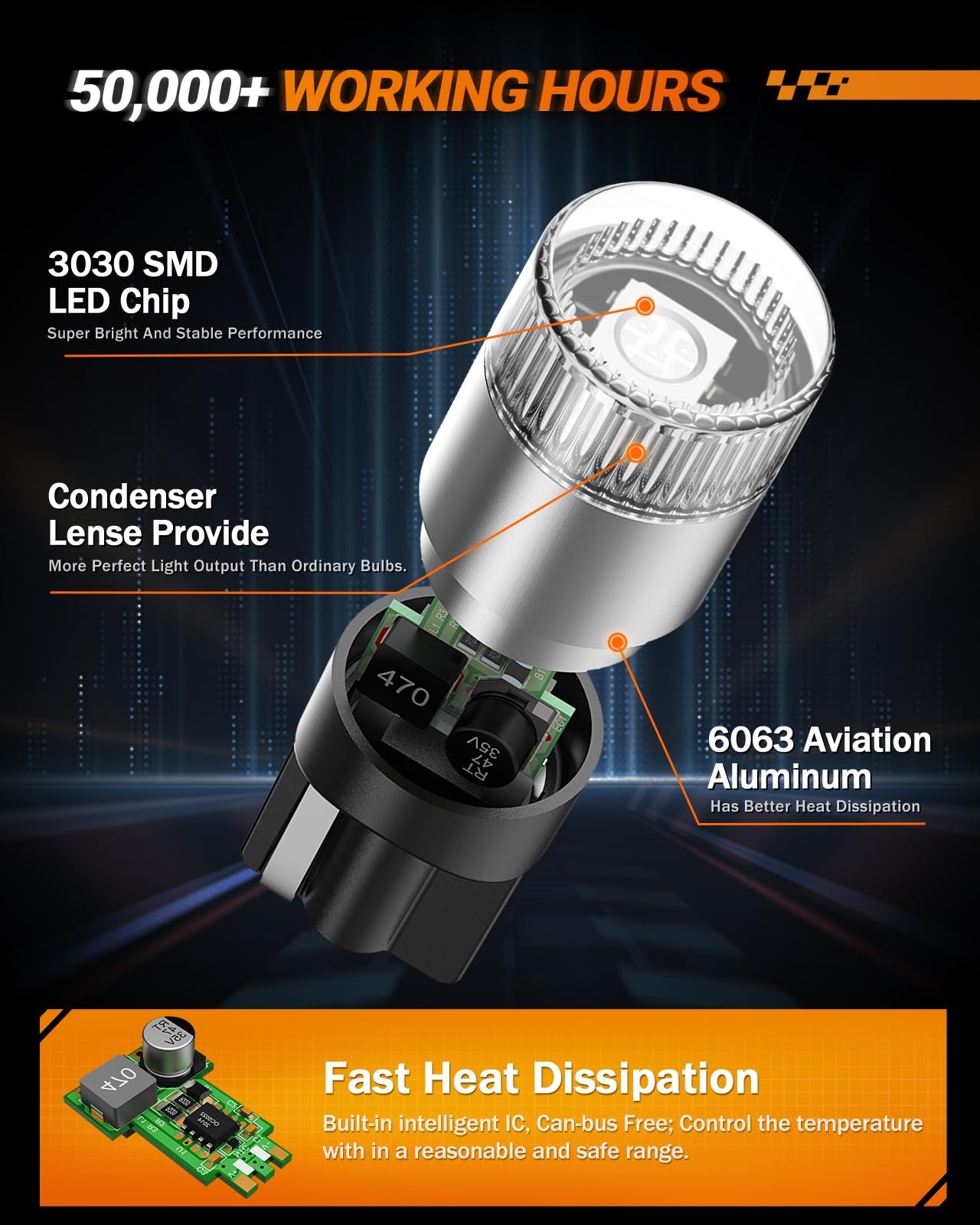 Sealight 194 Led Bulb Blue, 168 2825 T10 W5W Bright Led Chips, Dashboard Light, Dome Light, Map Light, Door Light, Courtesy Ligh