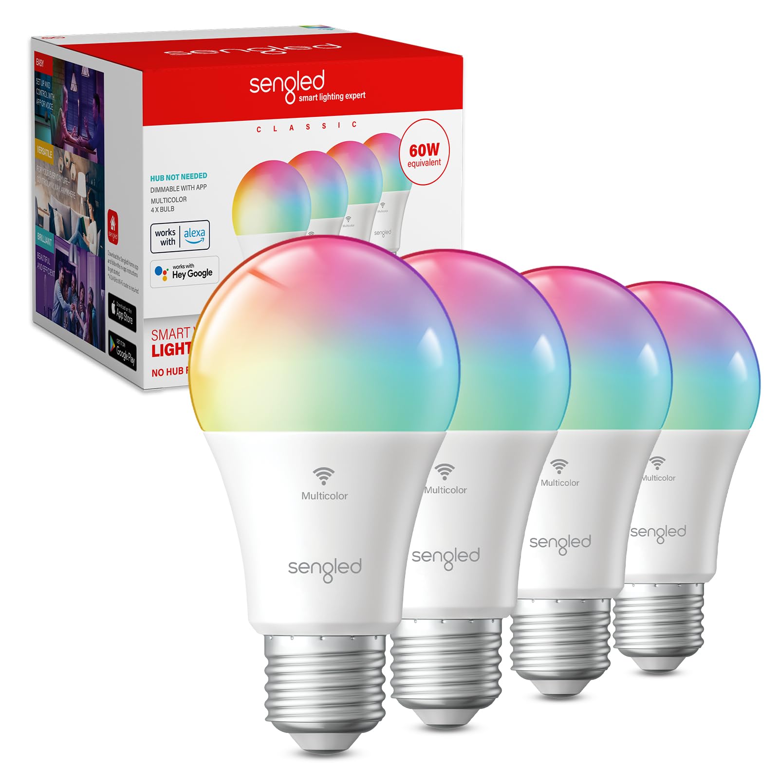 Sengled G2 Wi-Fi Bluetooth Smart Light Bulbs, Smart Bulbs That Work With Alexa & Google Assistant, Color Changing Led Light Bulb
