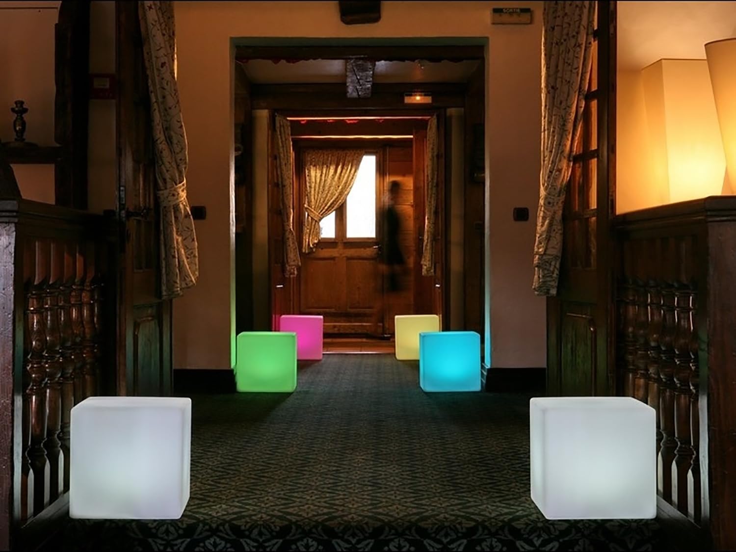 Mr.Go LED Cube Chair Light - 16-inch Rechargeable Waterproof Color Changing Seat, 16 RGB Colors, Model CQ-C105, Polyethylene
