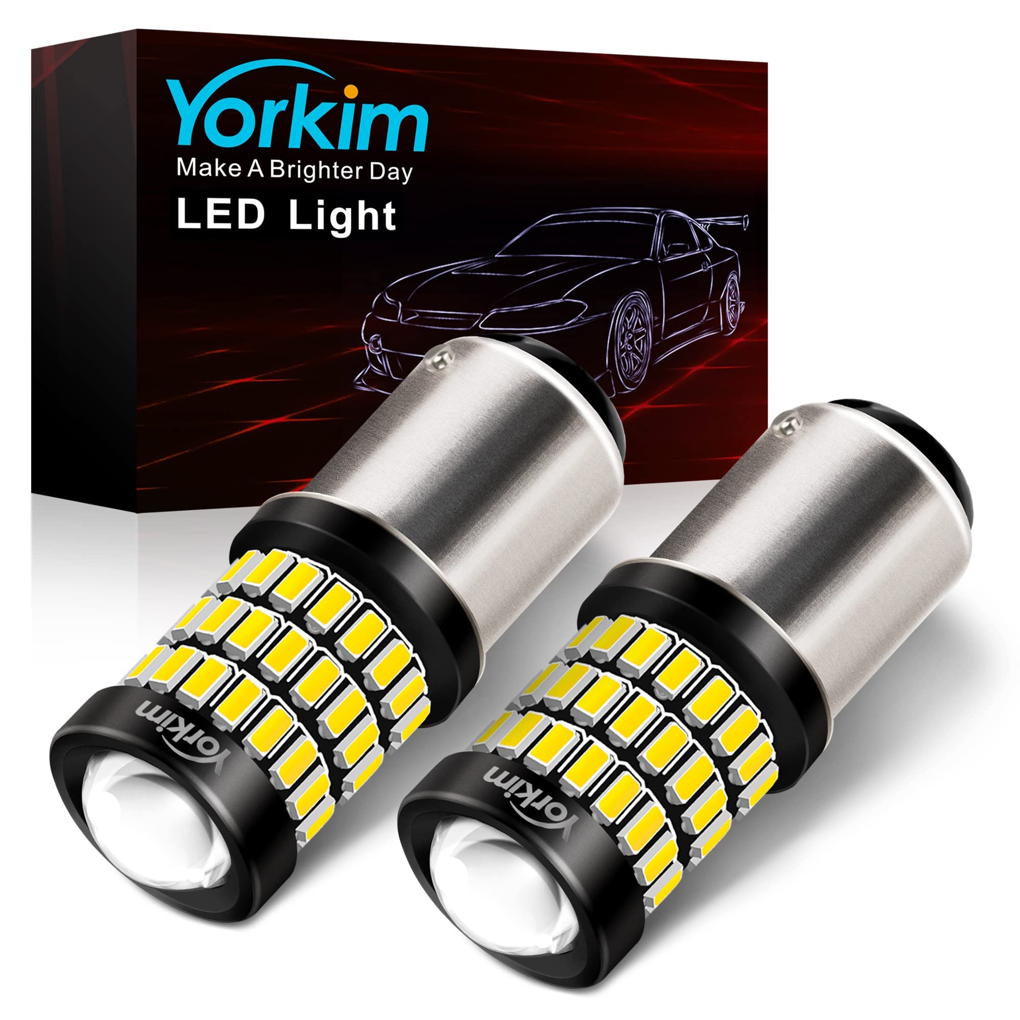 Yorkim 1157 Led Bulbs White Super Bright, 1157 Brake Light Bulb, 9-30V 1157 2057 2357 7528 Bay15D Led Bulb With Projector Replac