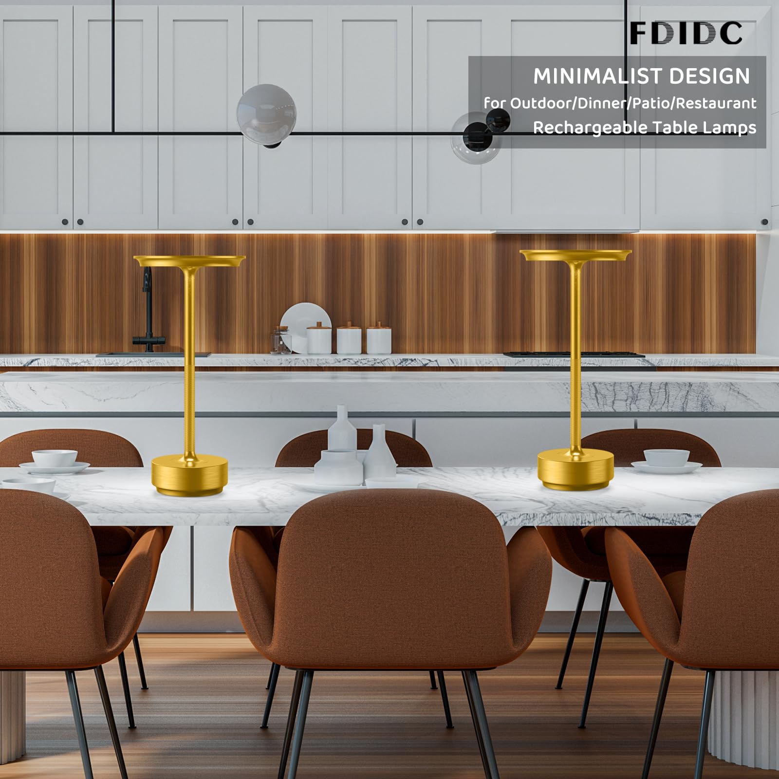 Fdidc Led Rechargeable Cordless Table Lamp, Battery Operated Stepless Dimming Modern Portable Outdoor Table Light For Dining Res