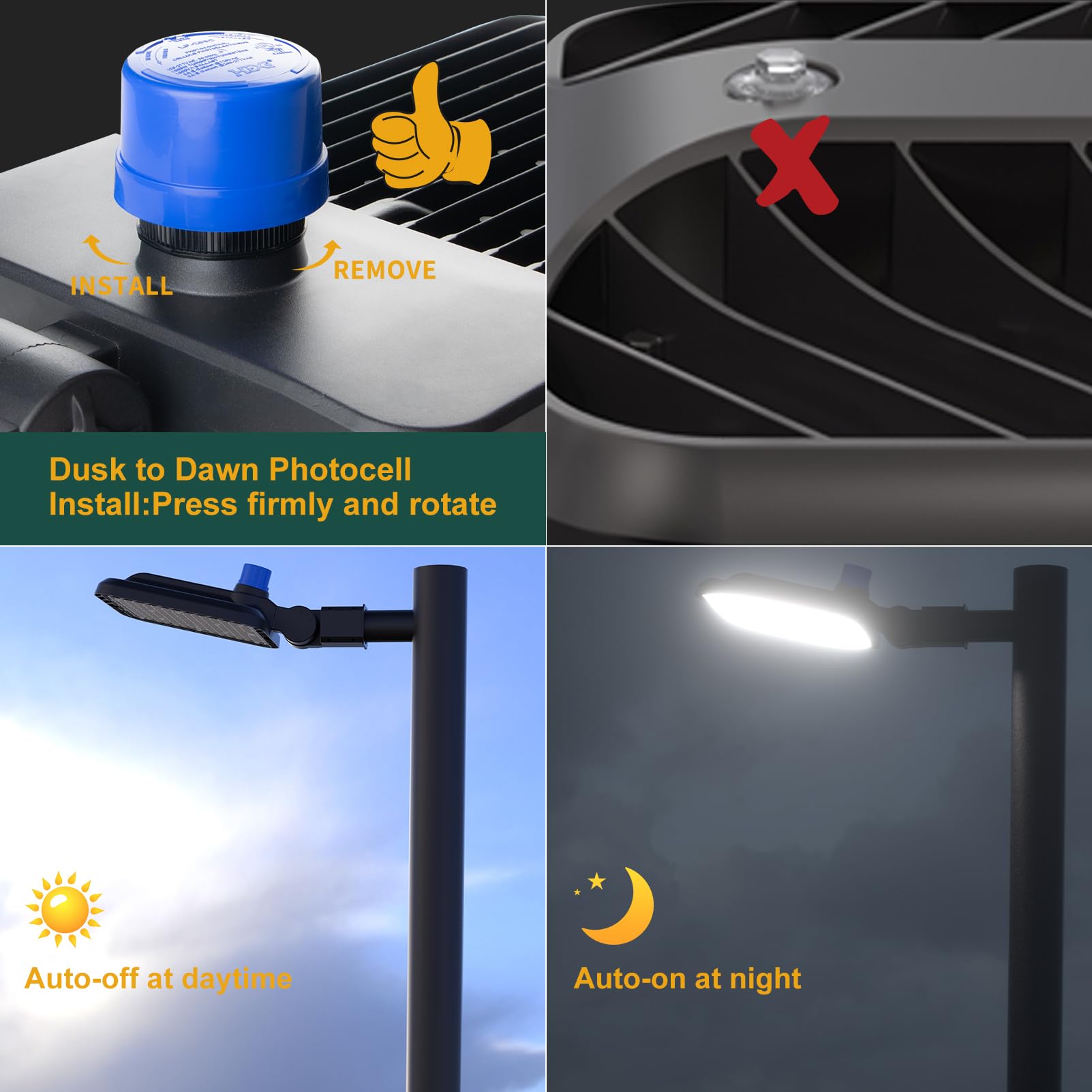 ACOHOOK 320W LED Parking Lot Lights - 48000lm, Slipfitter Mount, Smart Photocell, IP65, 5000K Daylight, 2Pack, ETL