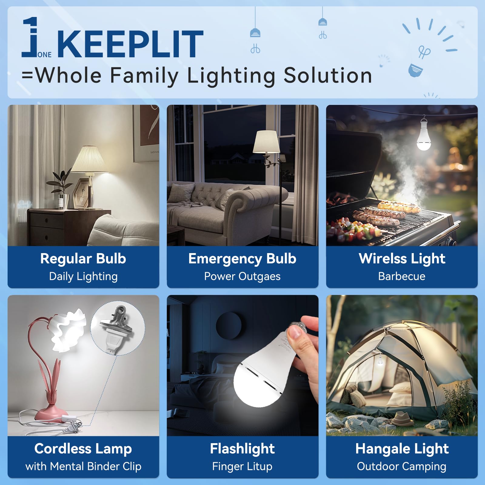 BoRccdit A19 Emergency Rechargeable Light Bulbs 10PK, 48H Backup, 12W, 5000K Daylight, ABS Material