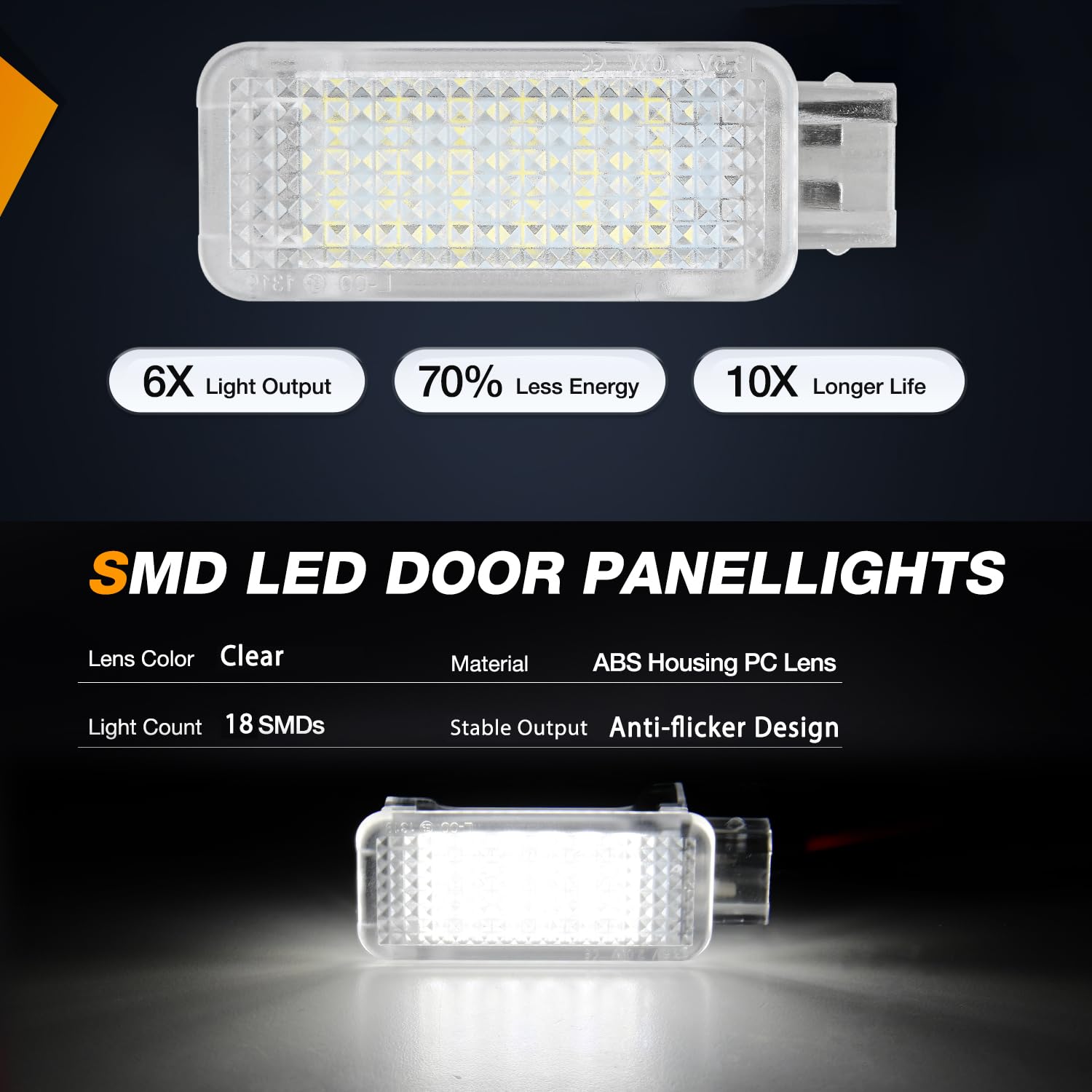 Nilight 2PCS White LED Door Panel Lights for Audi A3 A4 A5 A6 A7 S3 S4 S5 S6 S7 Q5 Q7 TT - Plug & Play