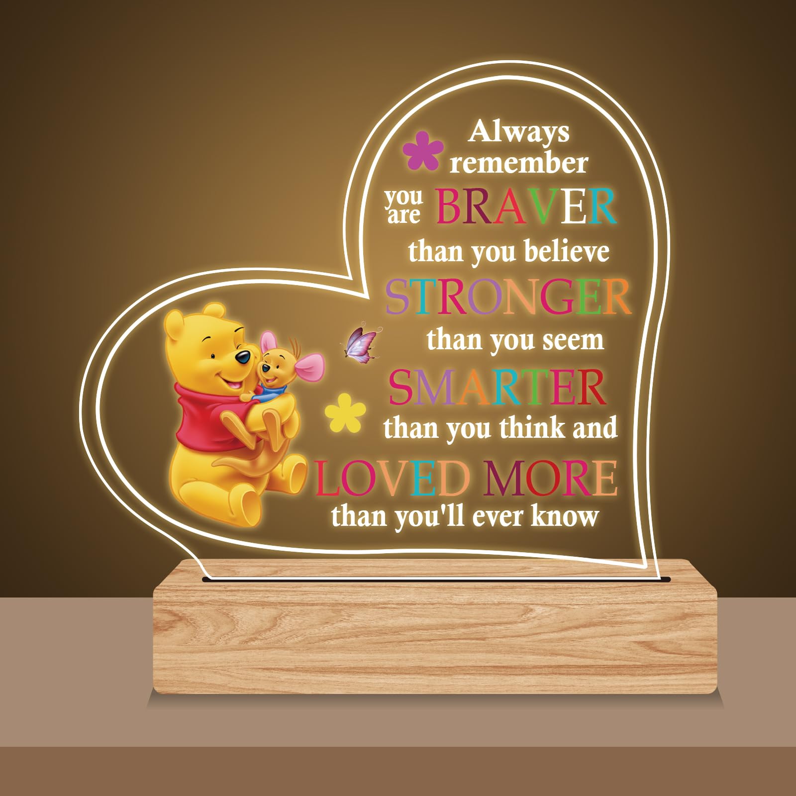 RYOTKIK Inspirational Night Lamp with Pooh Bear Cartoon Design Night Light, Inspirational Gifts for Birthday Christmas Graduatio