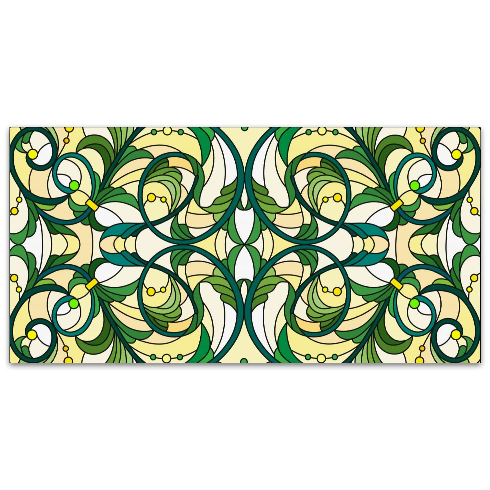 Msinmkok Stained Glass Green Floral Pattern - Fluorescent Light Covers - 2X4 Drop Ceiling Fluorescent Decorative Ceiling Light C