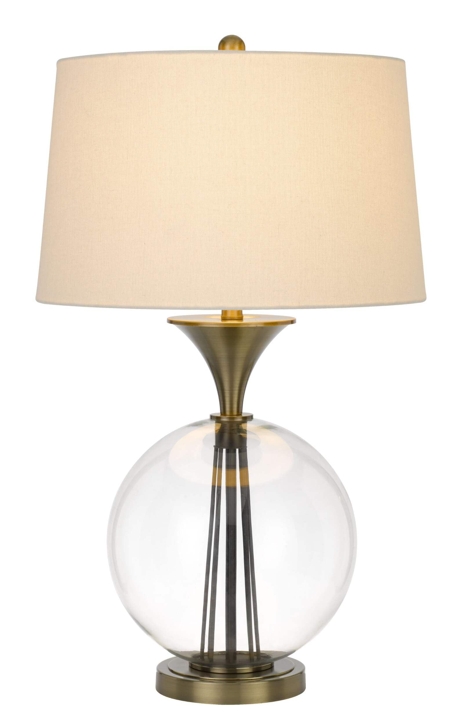 HomeRoots Metal Table Lamp with White Empire Shade, 31 in., Model 524715