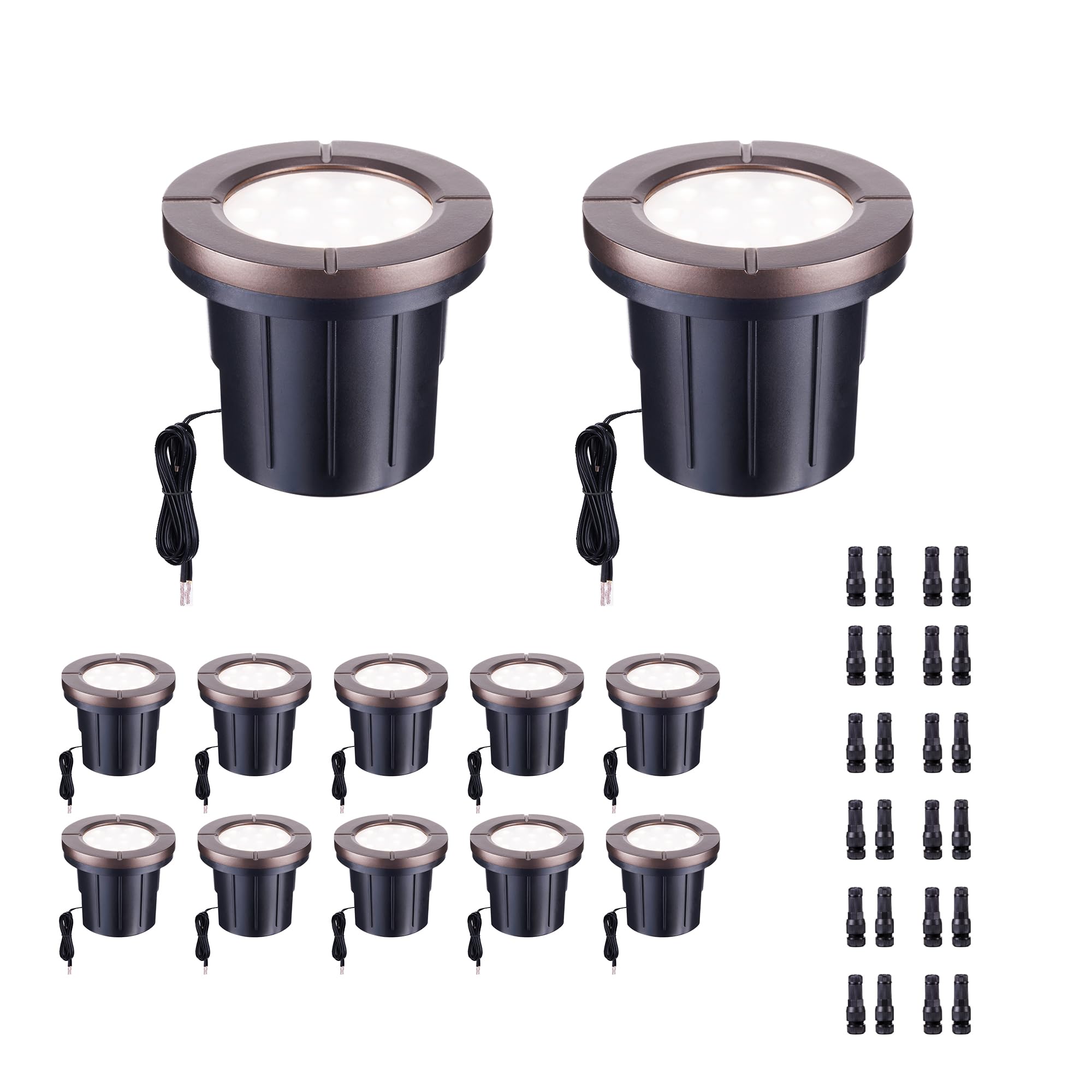 Varmtalys Well Lights Low Voltage, 12V In Ground LED Landscape Lights, IP67 Waterproof Outdoor, Open Top Aluminum ORB for Garden