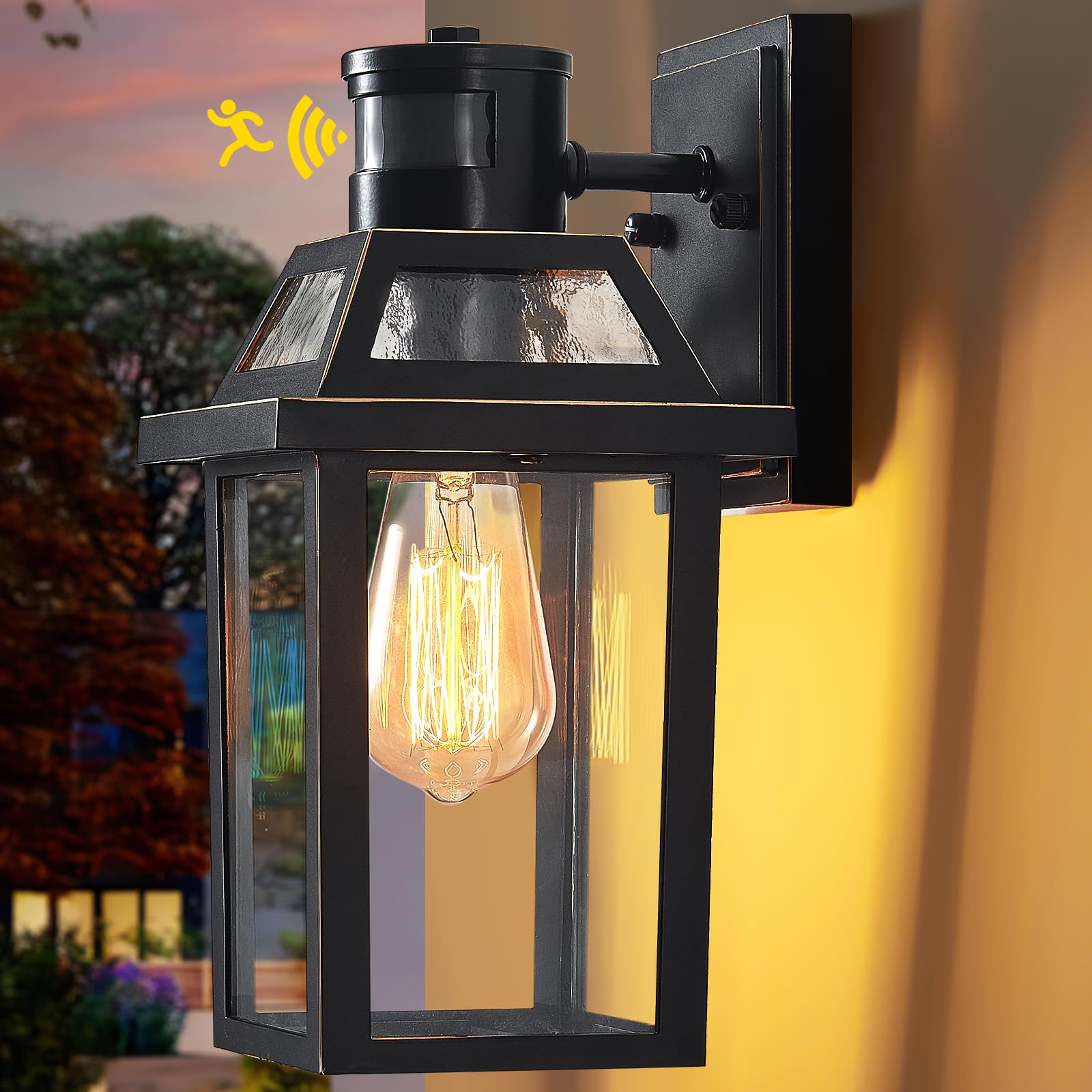 Motion Sensor Outdoor Wall Lights  Porch Light Outdoor 3 Lighting Modes  Dusk To Dawn Exterior Light Fixture  Waterproof  Outside Lights For House Front Door Patio Garage 1 Pack (Black)