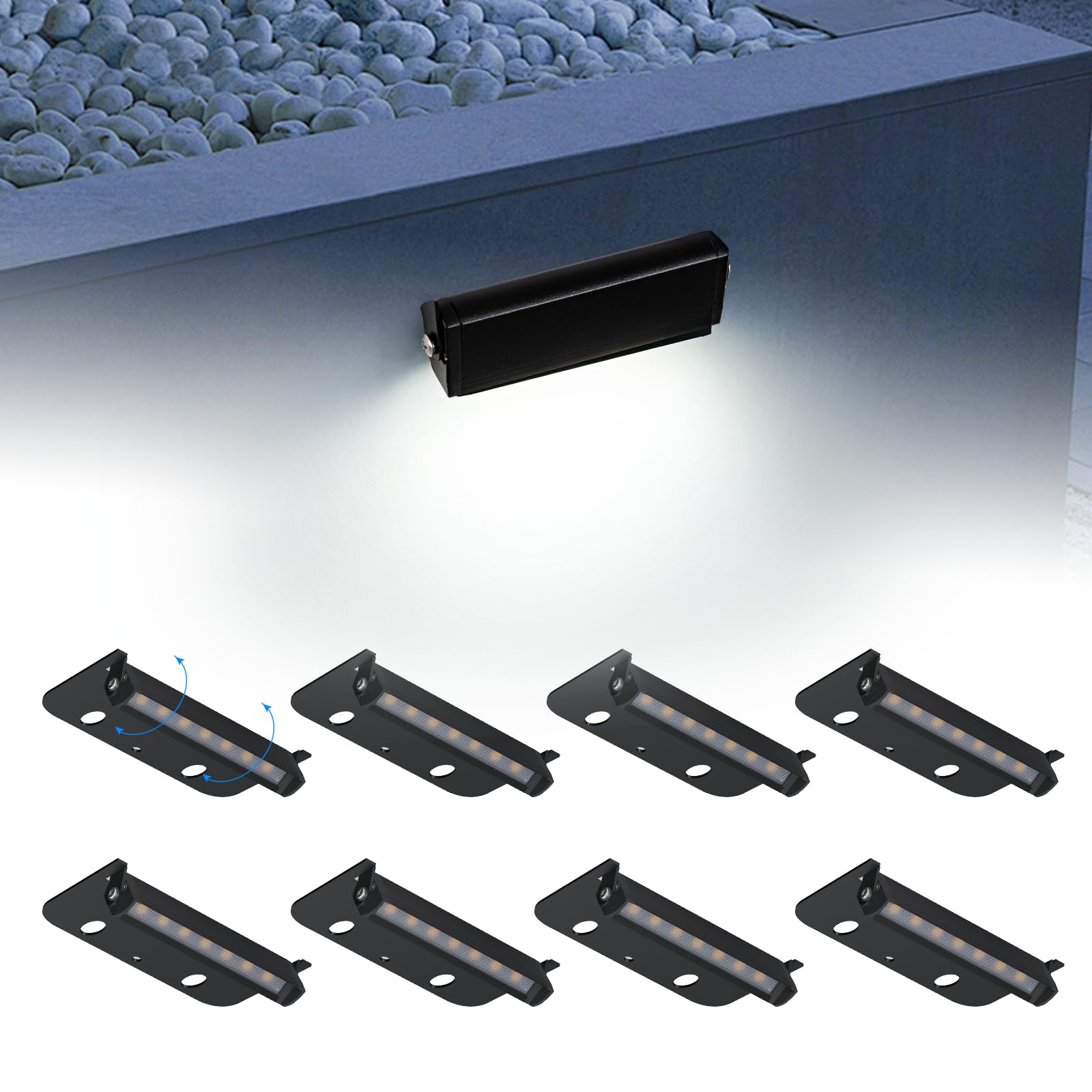 Kwinmyso 4 Low Voltage Landscape Light, 5000K Daylight White, Aluminum, 8 Pack, Model Kw-4-8-5000K-Black, 50