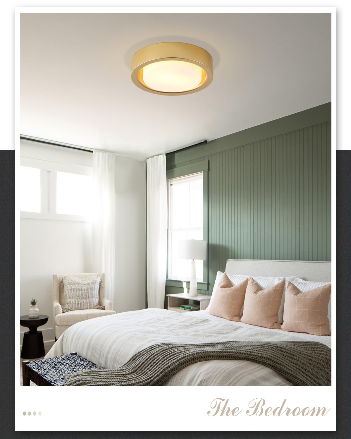 Miaomeio 13 Inch Flush Mount Ceiling Light Gold Finish Plate With Frosted Glass Shade Round Ceiling Lighting Fixture For Hallway Bedroom Closet Livingroom Kitchen Stairwell (Gold)