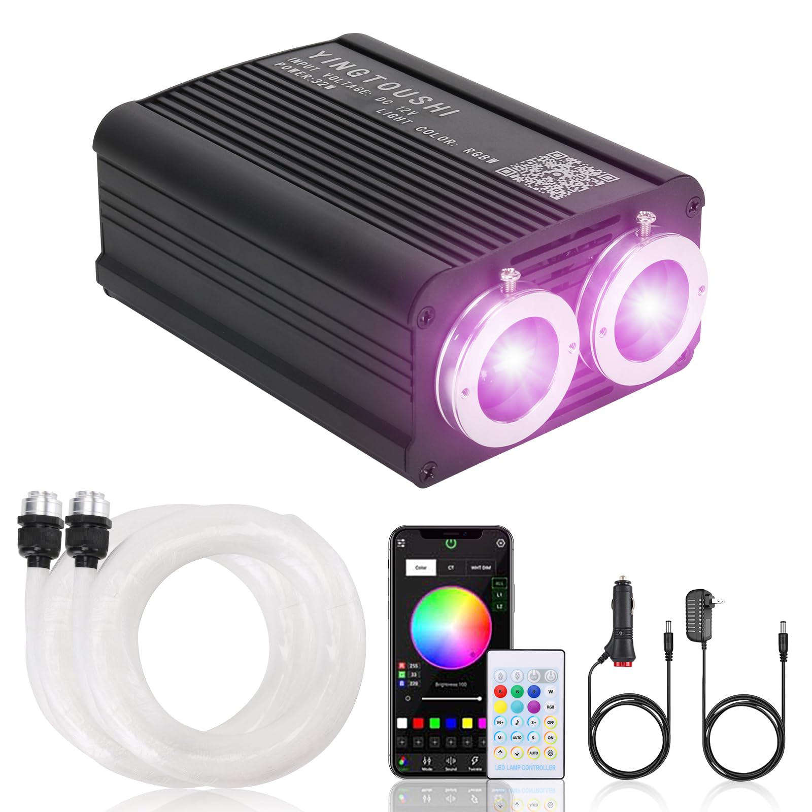 YINGTOUSHI Twinkle Starlight Headliner Kit, Dual-Head 800pcs 0.03in 9.8ft Fiber Optic Light Music Sync APP/Remote Control for Ca