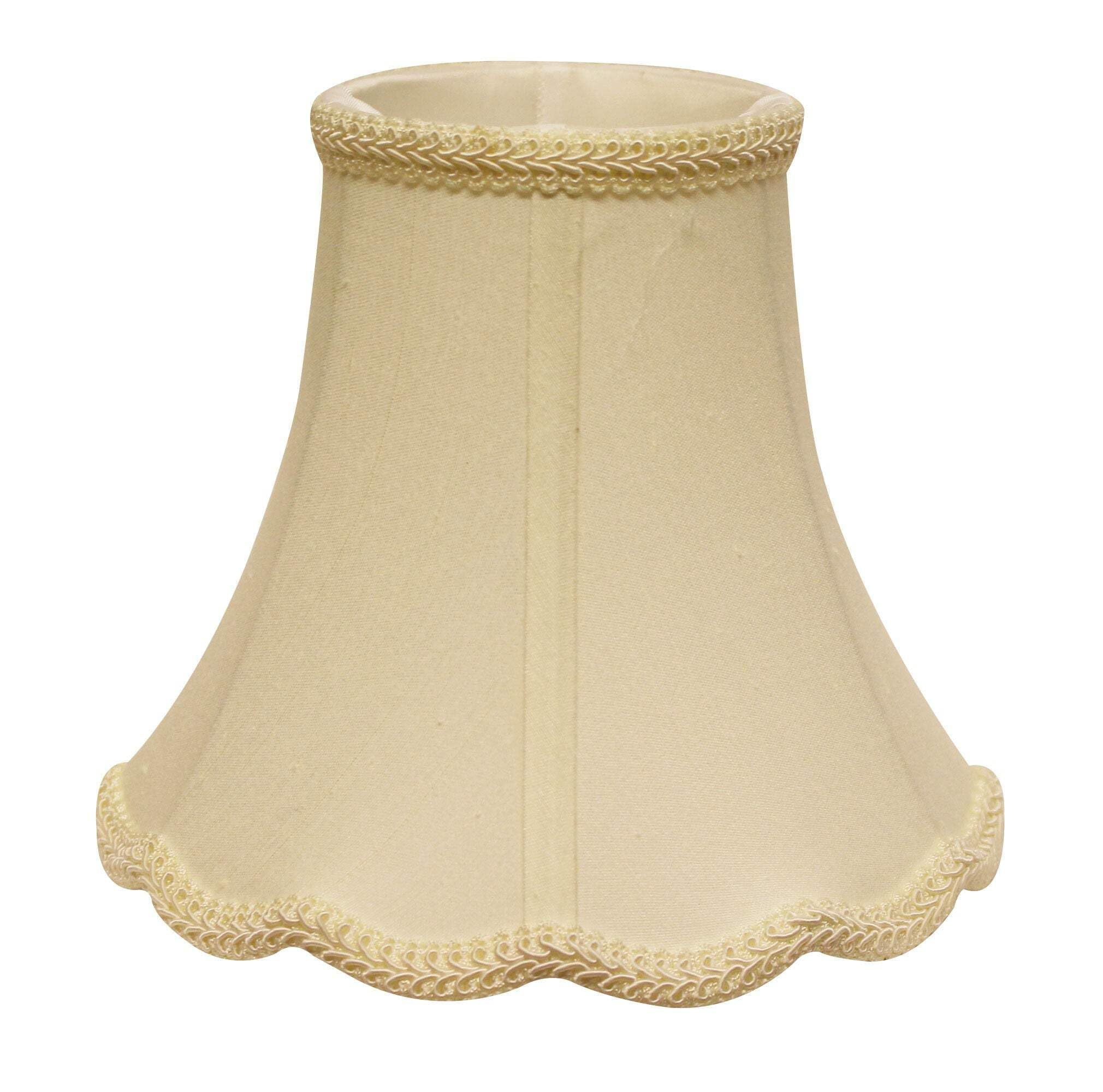 HomeRoots 469576 14 in. Ivory Slanted Scallop Bell Monay Shantung Lampshade, Egg