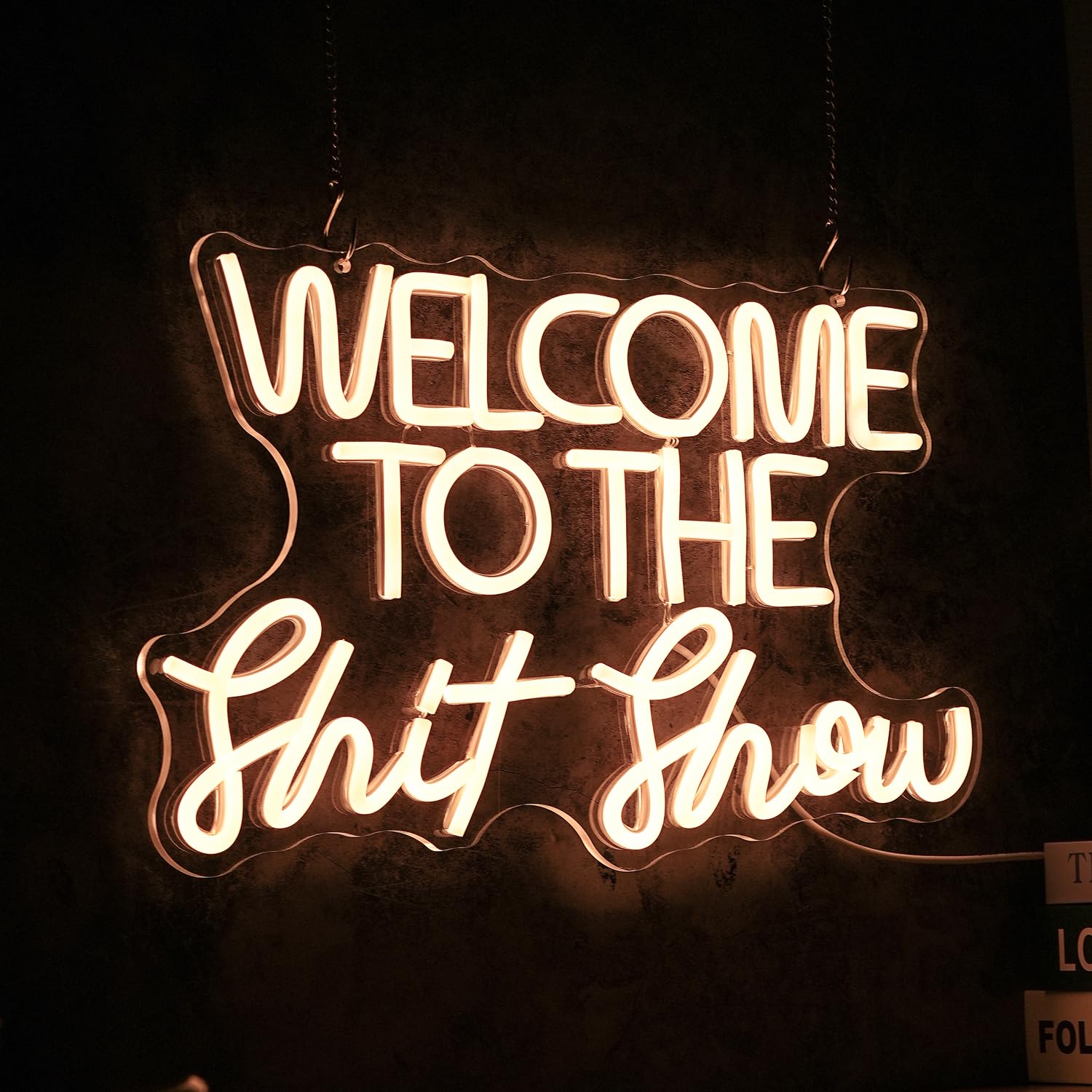 LISIGNVE Neon Sign LED Wall Light, Dimmable, 16.54inx10.24in, Warm White, Welcome To The Show Model, Perfect for Bedroom, Club, Party Decor