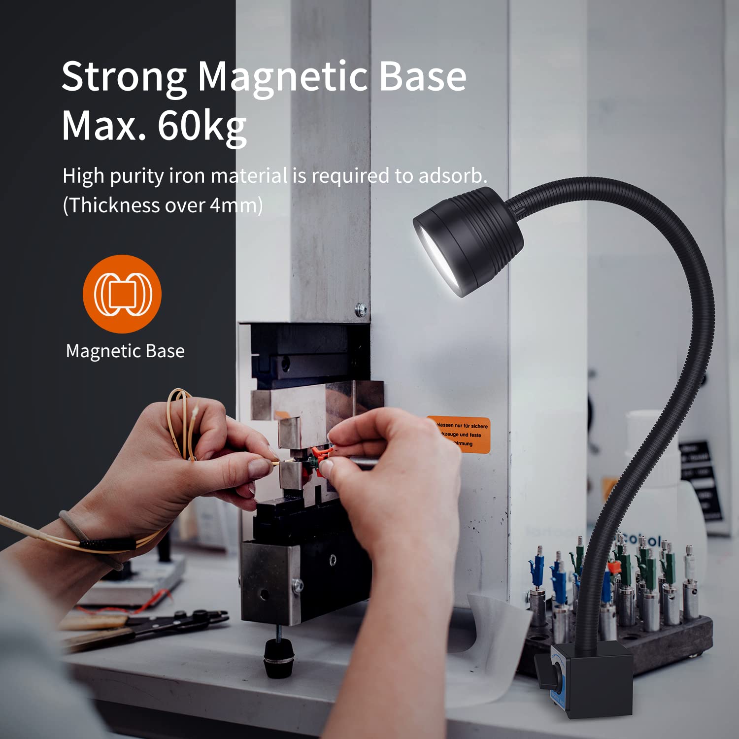 Magnetic Light, 14W Magnetic Lathe Light, Ip66 Waterproof Led Machine Light 1400 Lumens For Lathe Lighting Milling Machine, Dril