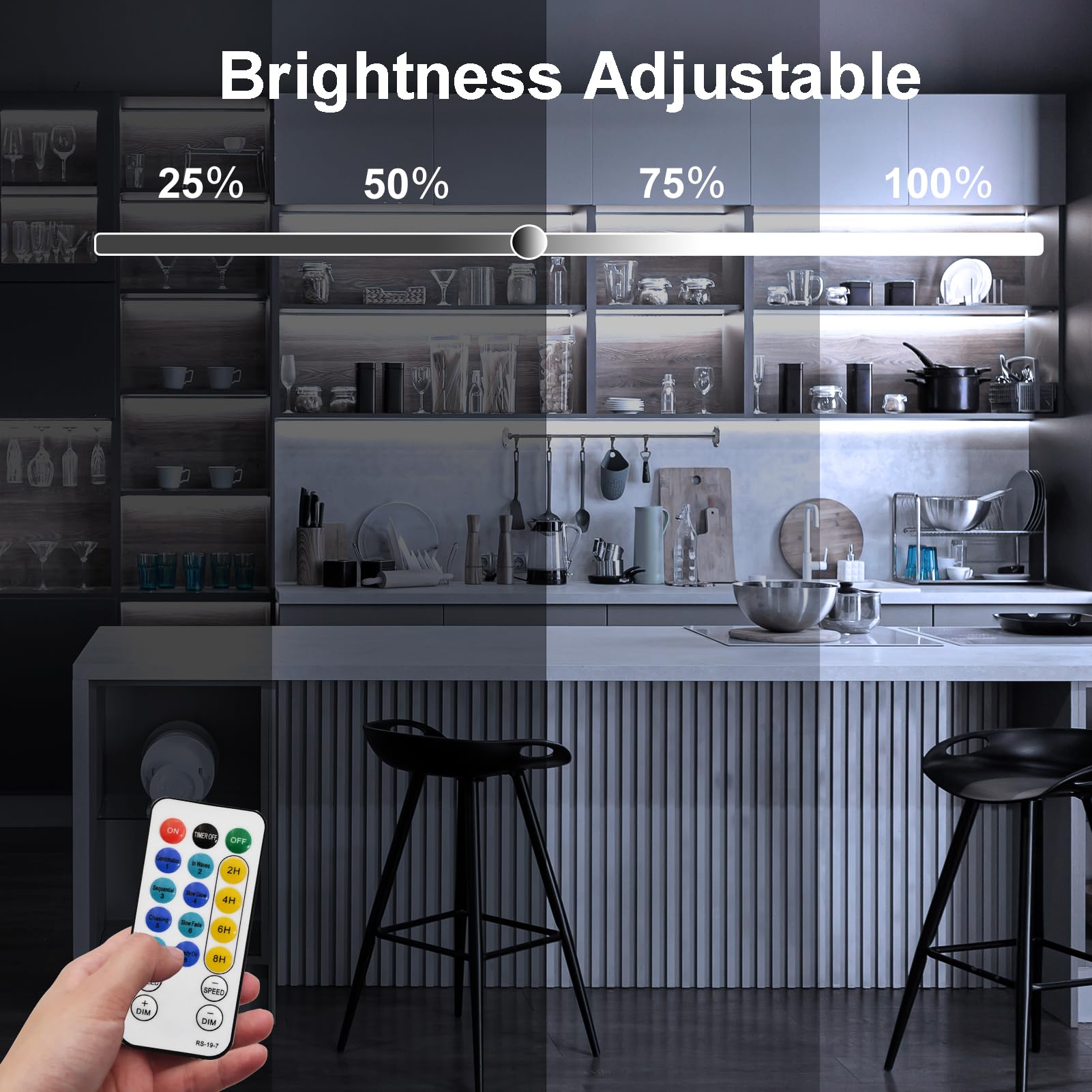 echosari 2 PCS LED Strip Lights, 16.4Ft Battery Operated, Self-Adhesive, Flexible, Cool White