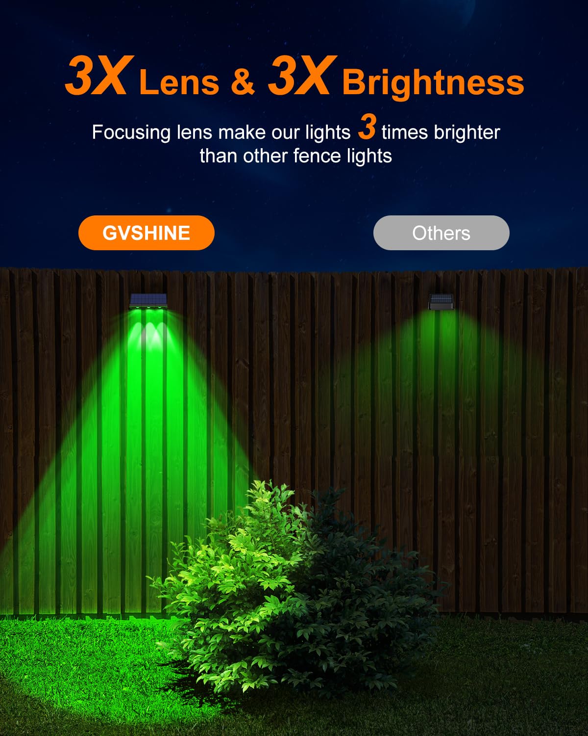 GVSHINE 8 Pack Color Changing Solar Fence Lights - LED Waterproof Yard Lamps, RGB & Warm White, Ideal for Outdoor Use