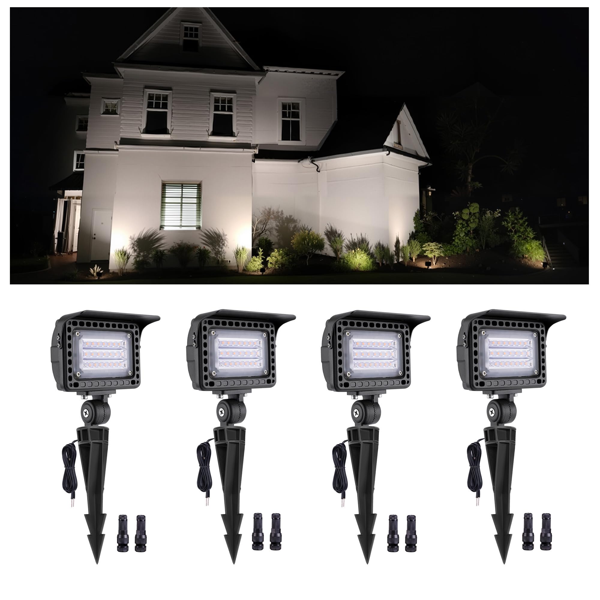 Gardenreet LED Outdoor Flood Lights - 7W 12V Wall Wash Lights, Low Voltage Landscape IP65 Waterproof Wide Beam, Angle Adjustable