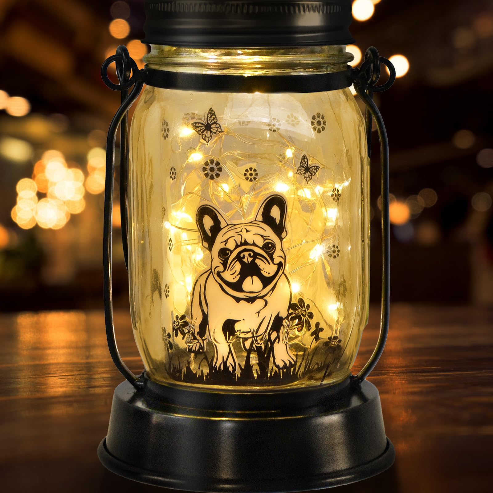 Kyoryuger French Bulldog Solar Lantern - Pet Memorial Lights for Garden, Yard, Patio, Porch - Dog Mom Birthday Gift