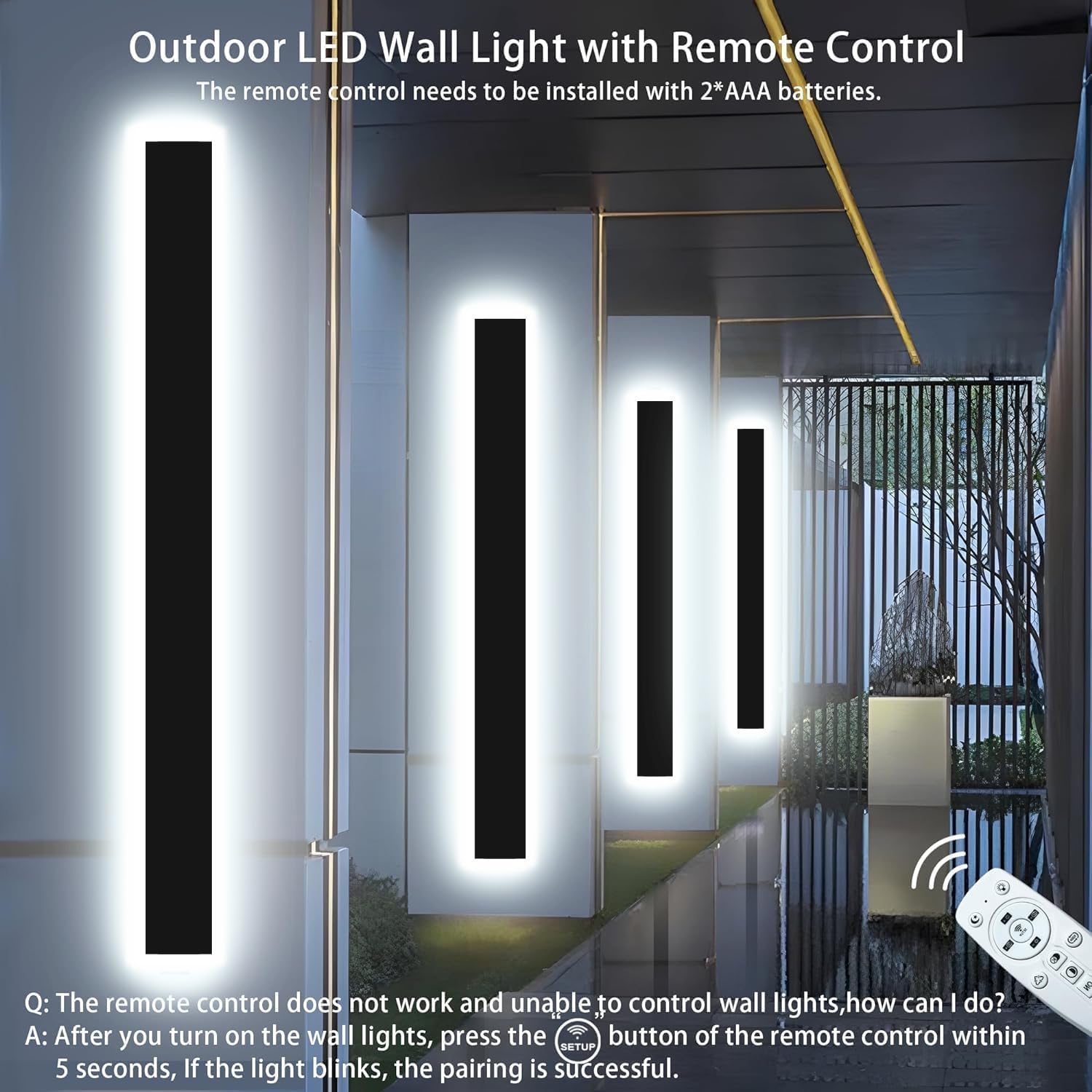 Levxhotty 39&quot; Dimmable Outdoor Wall Lights 2Pcs, Waterproof Ip65 Metal Sconces For Garage & Door