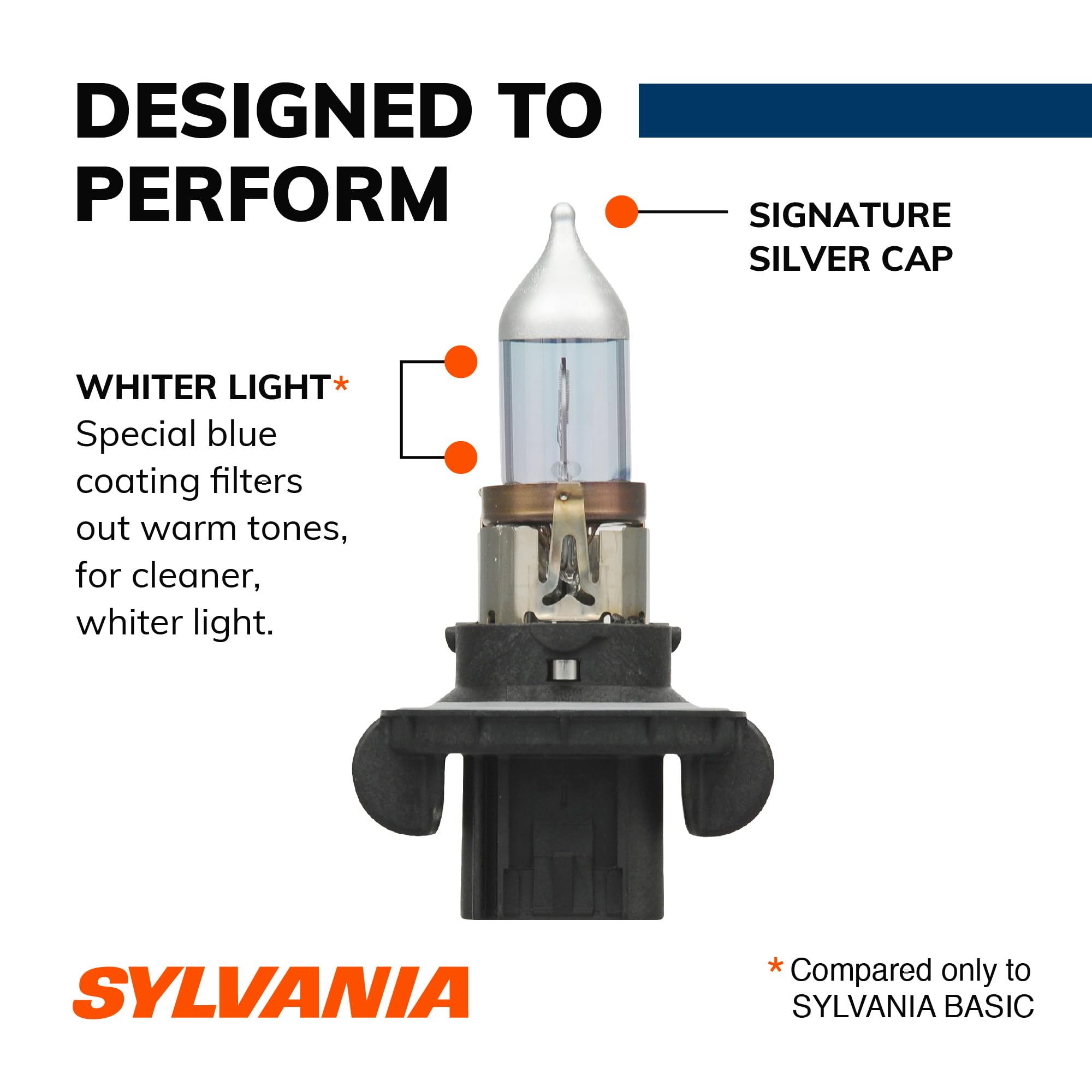 SYLVANIA H13 SilverStar Halogen Headlight Bulb, High Performance, 2-Pack, Brighter Downroad, Whiter Light