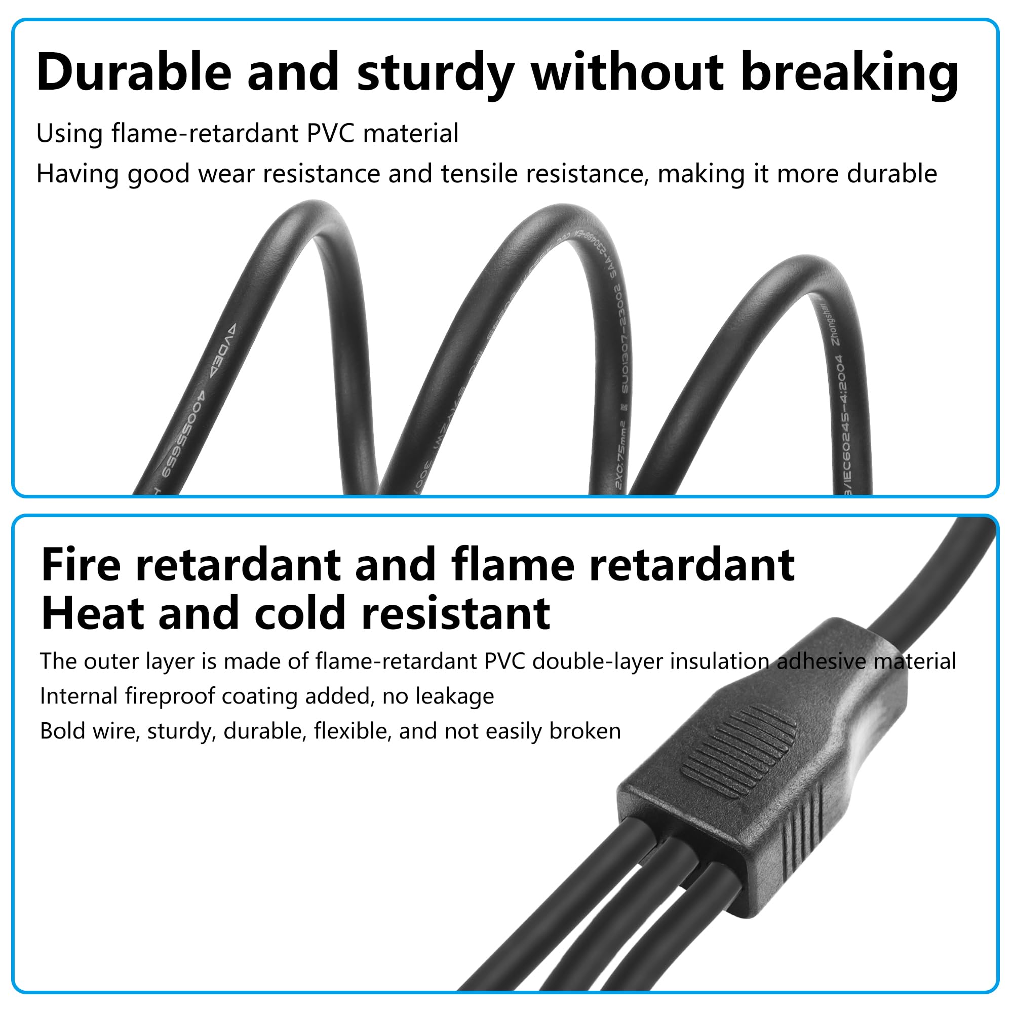 Sinloon 2 Wire 1 To 3 Splitter Pigtail Cable Outdoor Led Connector Splitter 17Awg Pre-Tinned Pigtail Extension Cable For Indoor/