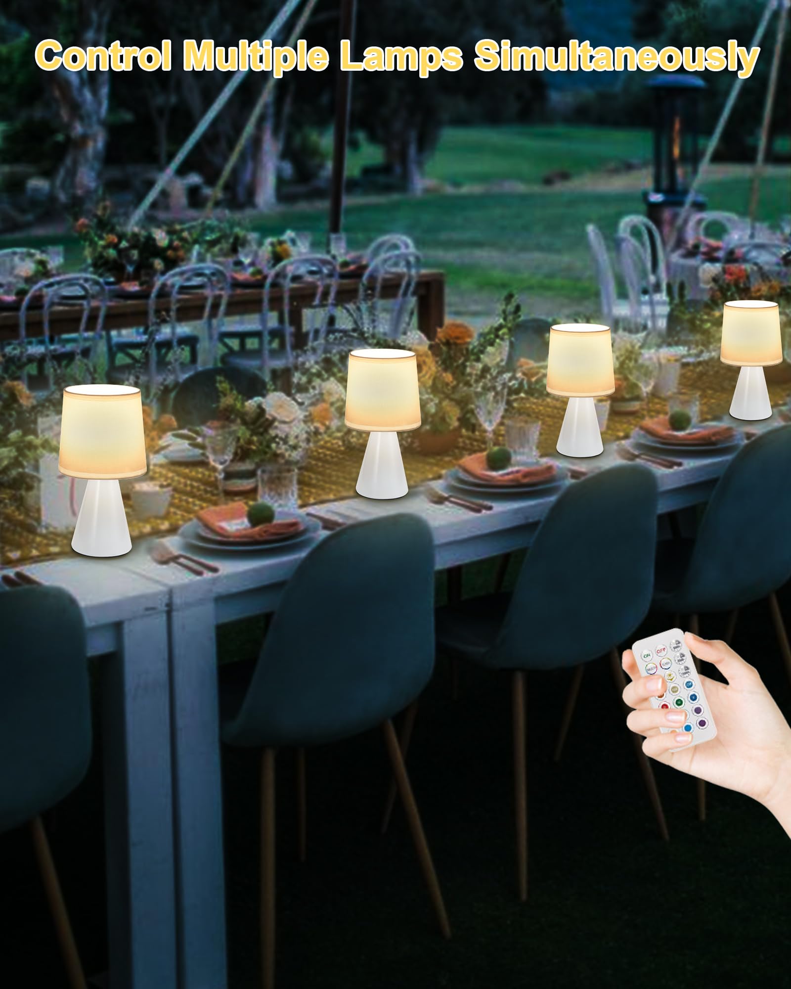 UMEXUS Cordless Table Lamp with Timer, Remote Control, Rechargeable Battery Operated Lamp with RGB Dimmable, 9.45 H Small Modern