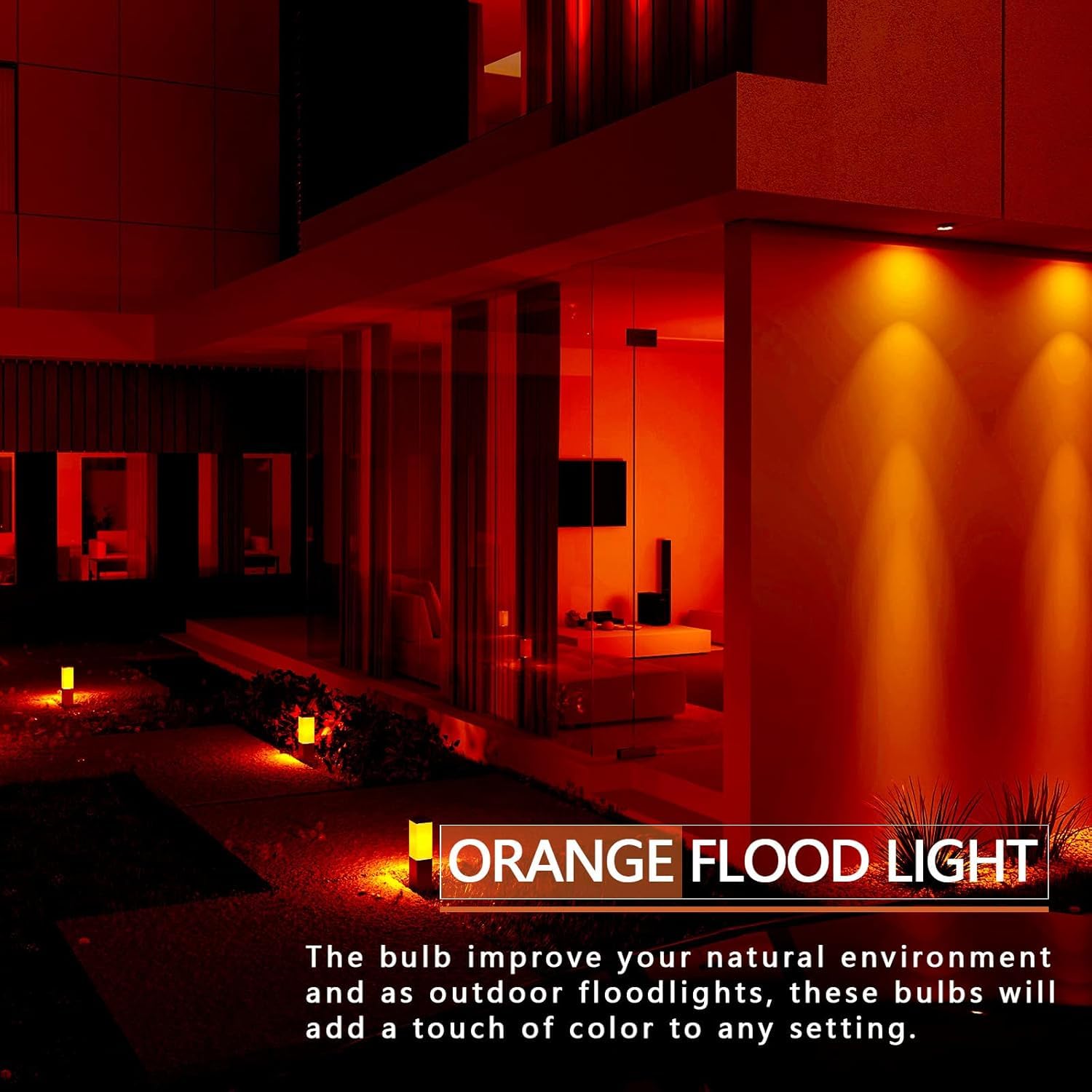 Loxyee Par38 Flood Orange Purple Light Bulbs 2 Pack Dimmable E26 Base Purple Orange Flood Light Outoor(20W Replace To 200W) Halloween Light Bulb For Outside Christmas Holiday Lighting