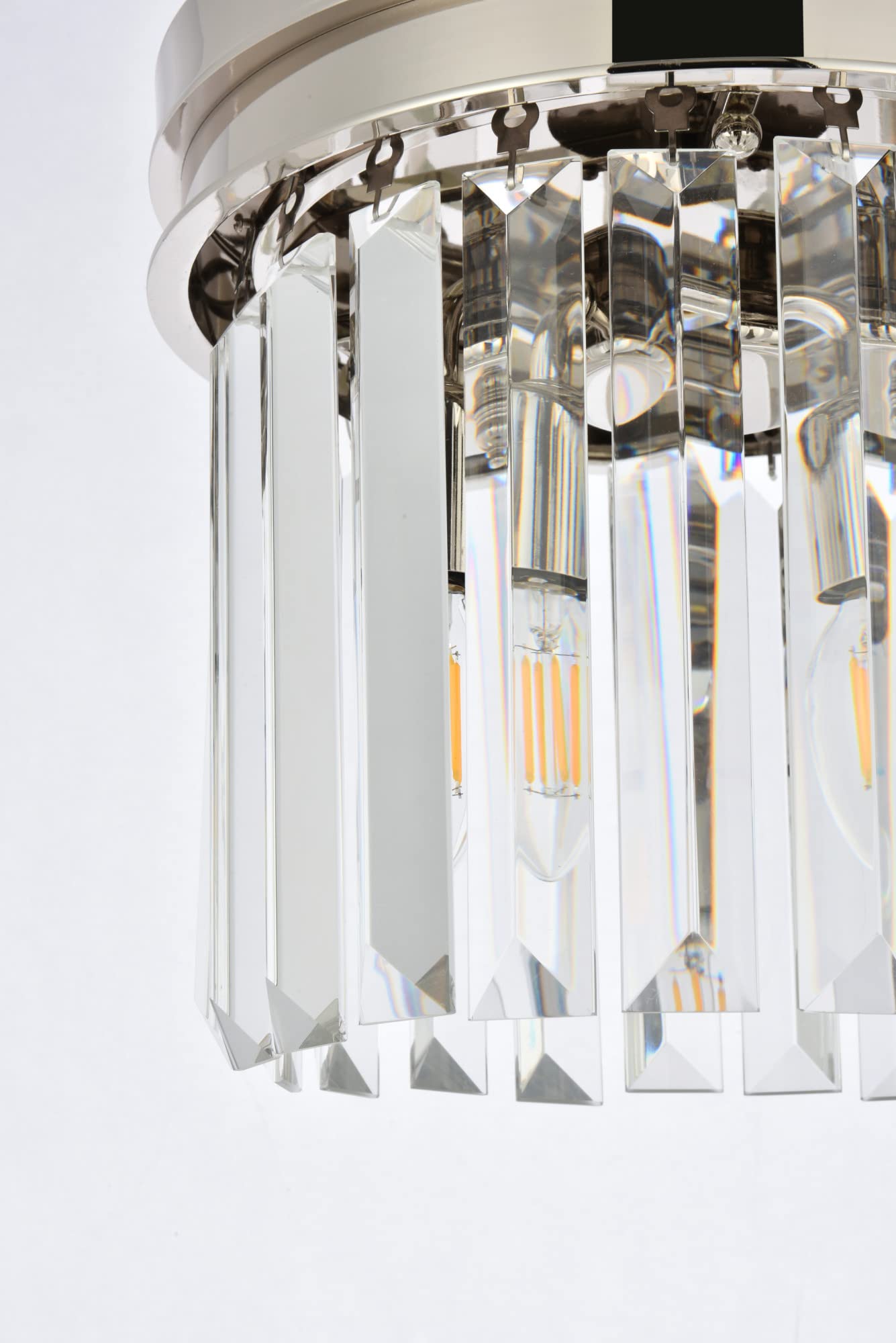 Elegant Lighting Urban Classic Sydney 3-Light Metal Royal Cut Flush Mount in Nickel