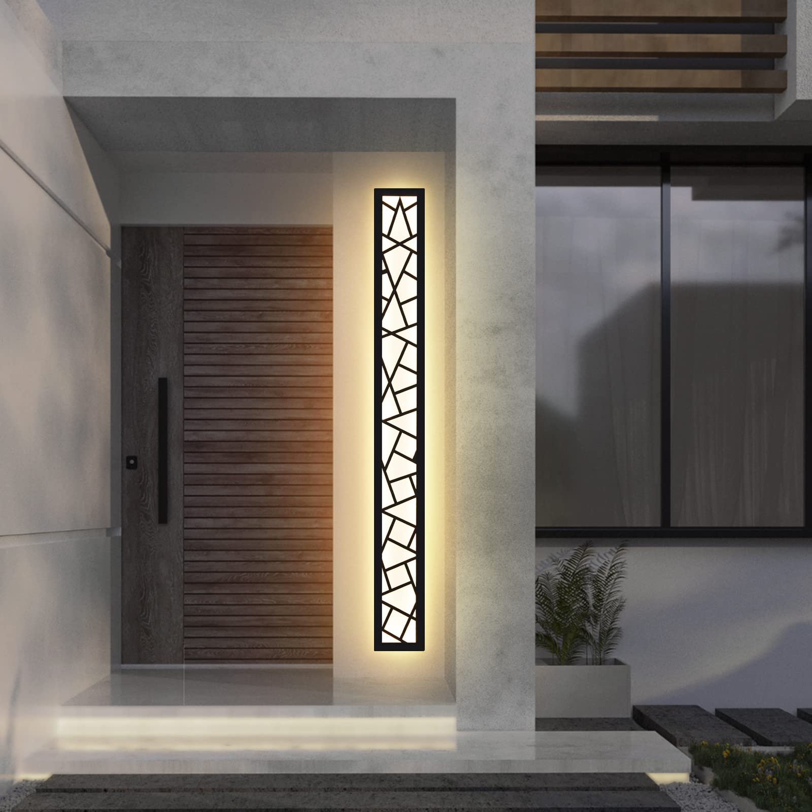 Truwella Led Wall Sconces - Waterproof 44.88&quot; Minimalist Outdoor/Indoor Lighting, Black