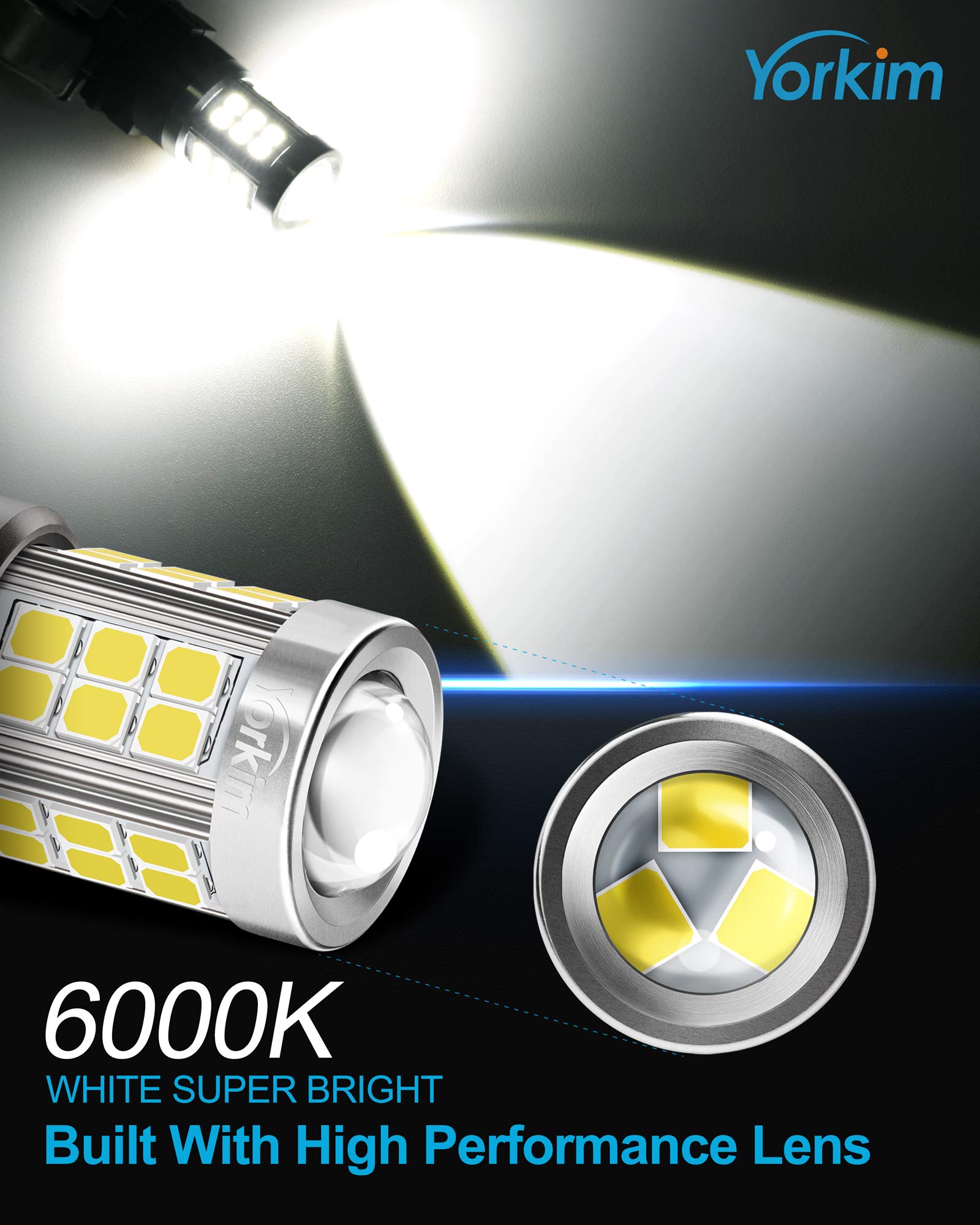 Yorkim 3157 Led Bulb, Super Bright 3156 Led Bulb 3056 3057 4157 Bulb Led 3157 Replacement For Led Reverse Blinker Brake Tail Lig