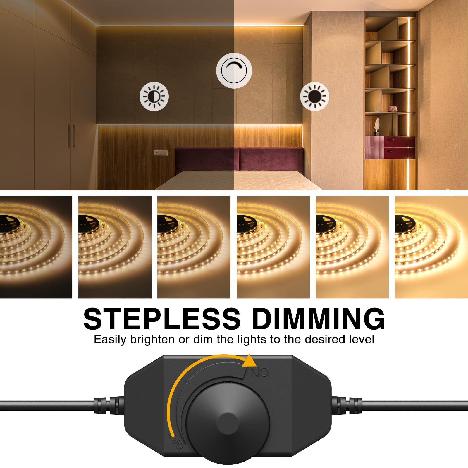 Onforu Warm White Led Strip Lighting, 39.37Ft 3000K Dimmable Led Tape Light, 12M Bright 720 Leds 2835 Flexible Ribbon Christmas