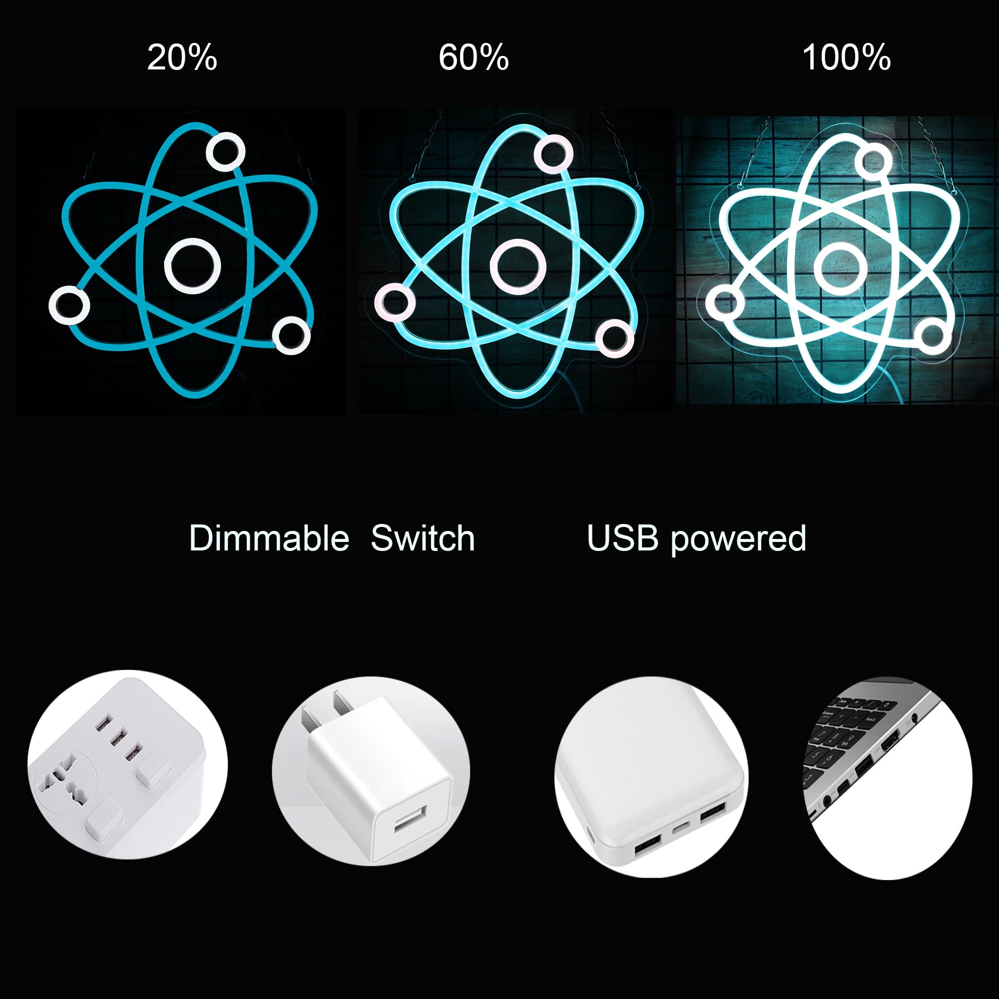 Atomic Neon Sign, Molecule Neon Sign,Science Neon Sign, Dna Neon Sign, Atomic Neon Light Sign, Laboratories Neon Sign, Neon Science Decor, Electrons Orbits Led Sign For Wall Decor Game Room Man Cave Kids Room Decor Classroom Decor Gifts 12*14.4 Inch