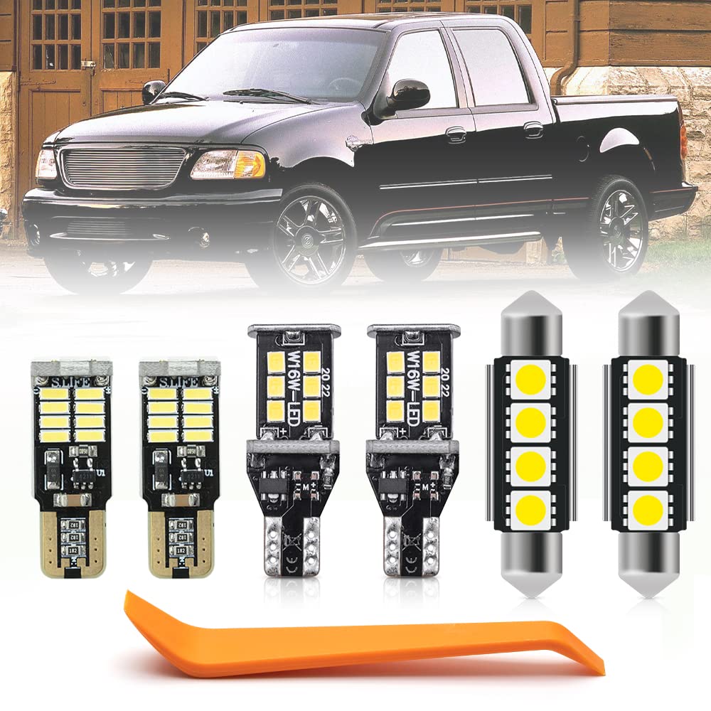 10pcs Interior LED Lights Bulb Kit for Ford F150 F-150 1997 1998 1999 2000 2001 2002 2003 Map Dome License Plate Lights Super Bright 6000K White F150 LED Interior Light Bulbs + Install Tool