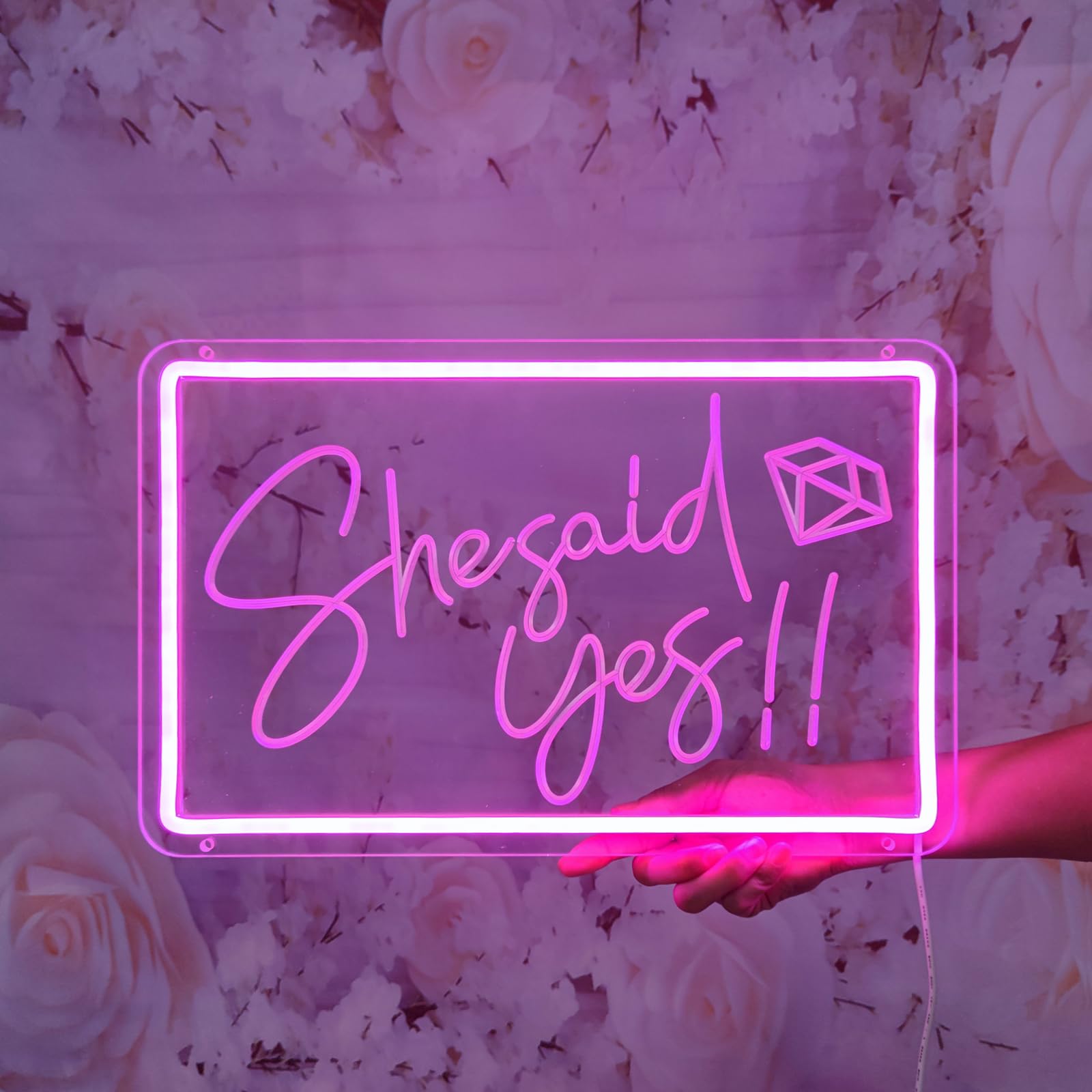 She Said Yes Neon Sign Decorations, Propose Engagement Party Decor Signs for Wedding, Bridal Shower, Bedroom, Bar Pub, Will You